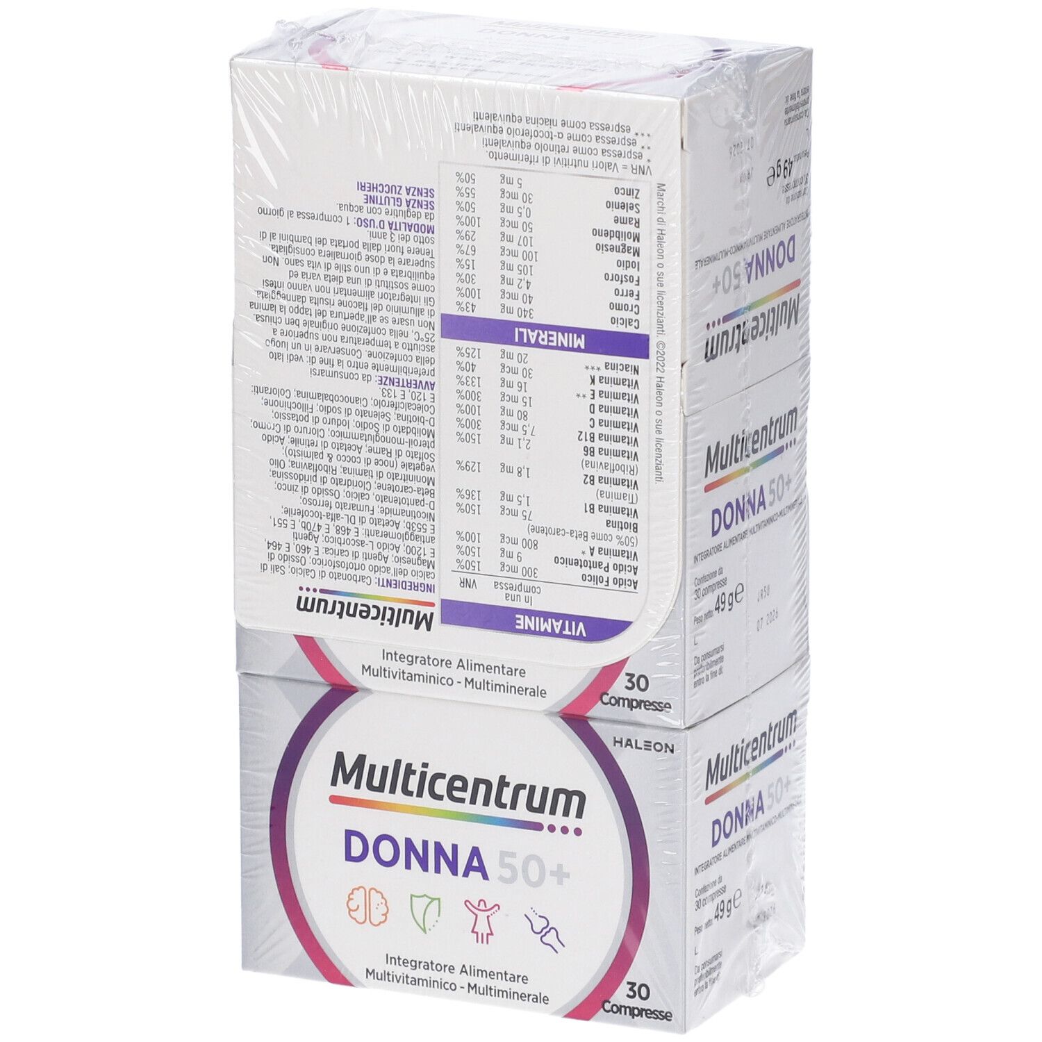 Tre confezioni Multicentrum Donna 50+. 30 compresse per confezione.