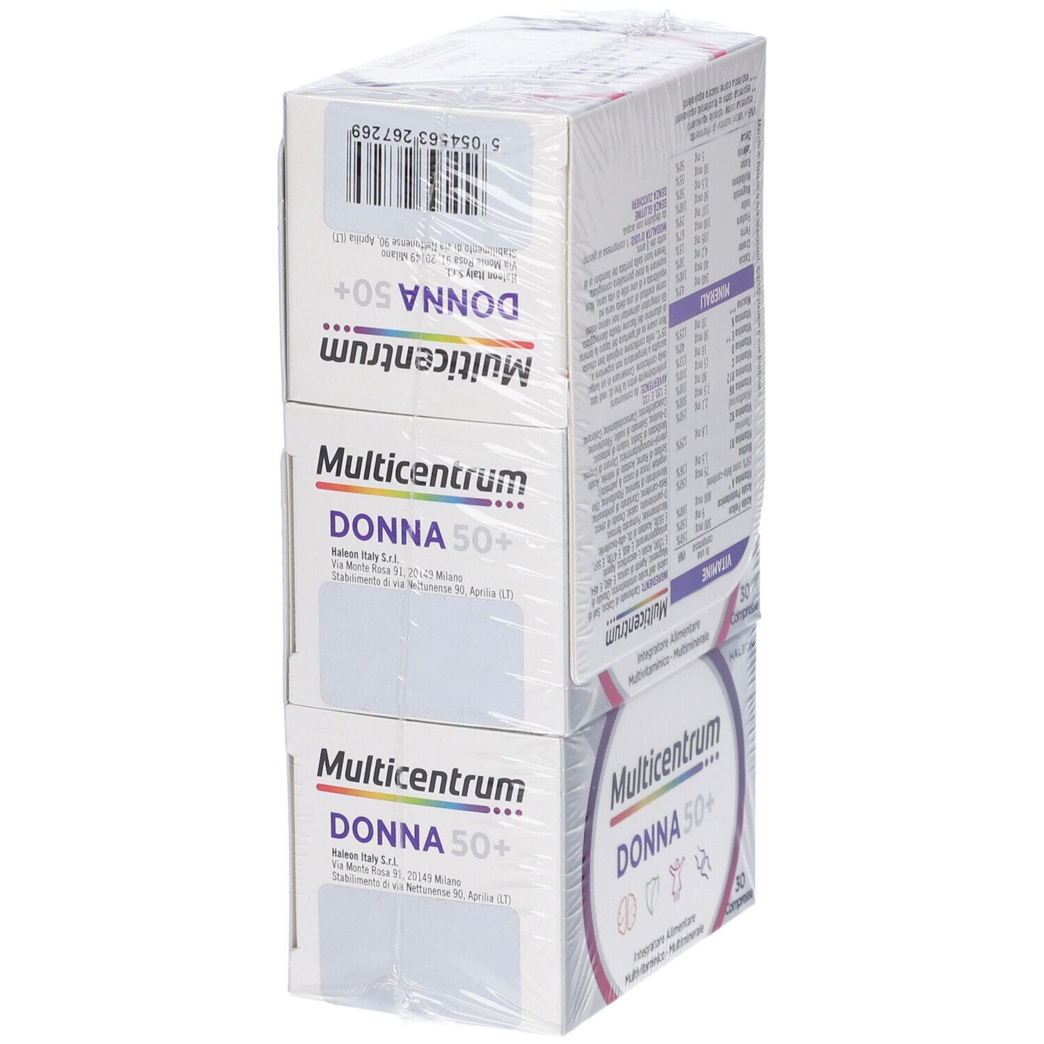 Tre confezioni Multicentrum Donna 50+. 30 compresse per confezione.