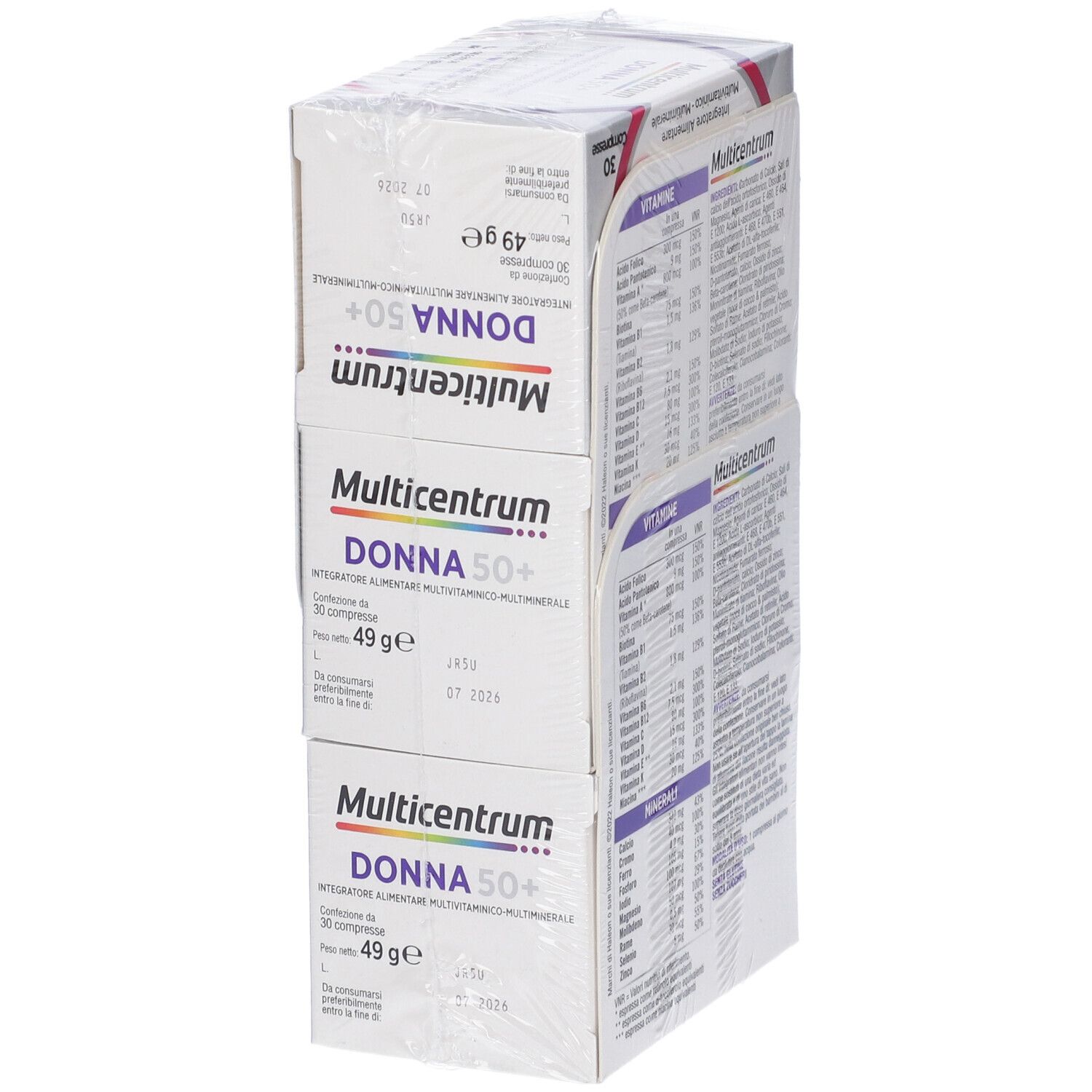 Tre confezioni Multicentrum Donna 50+. 30 compresse per confezione.