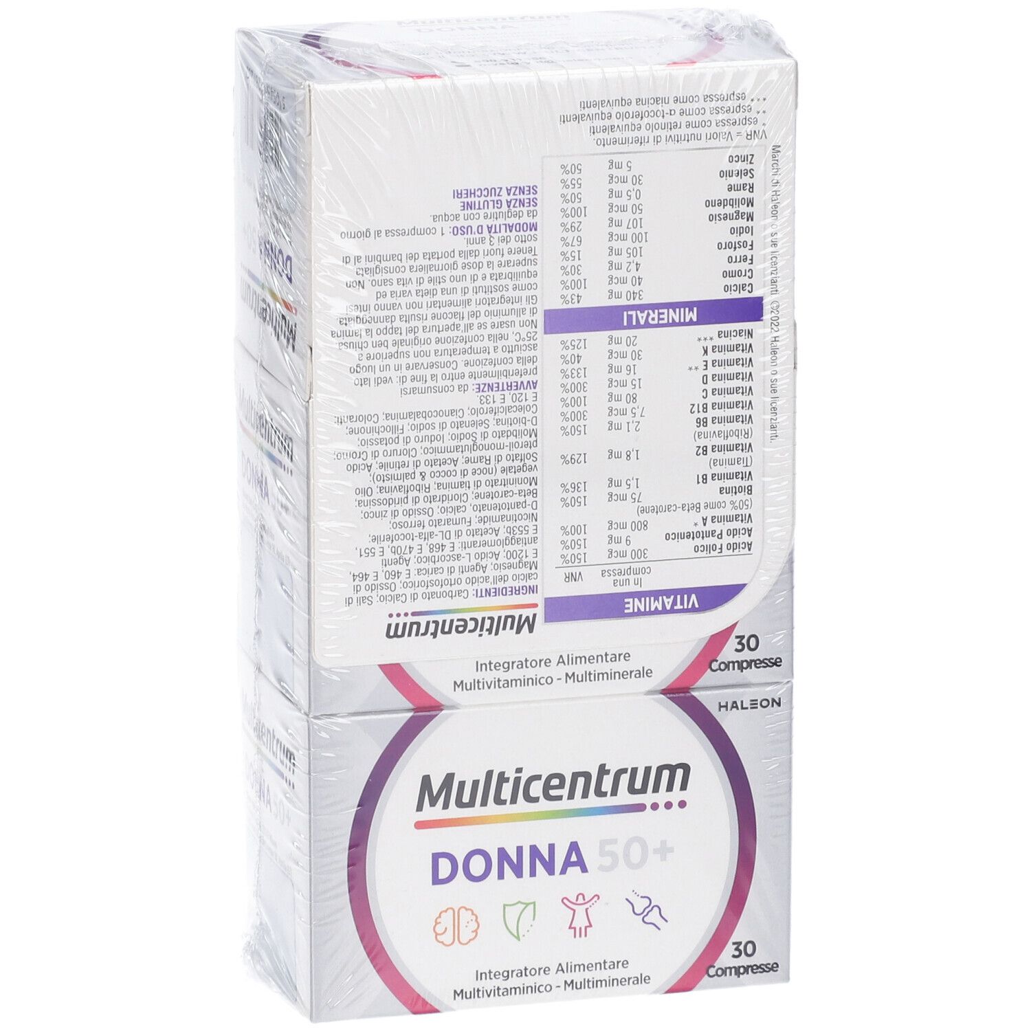 Tre confezioni Multicentrum Donna 50+. 30 compresse per confezione.