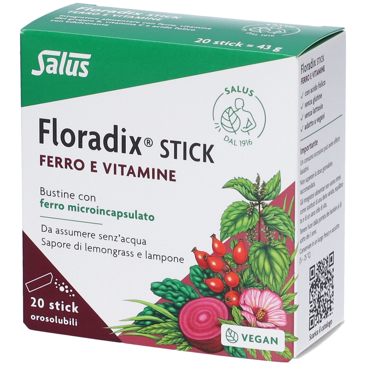 Salus Floradix Stick 43 g Polvere per soluzione orale