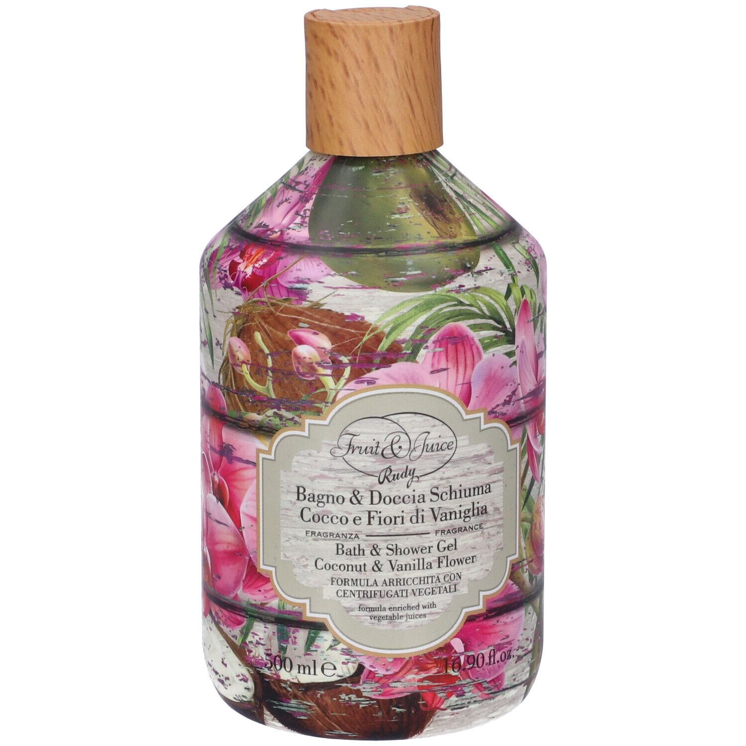 Rudy Profumi Fruit&Juice Bagno & Doccia Schiuma Cocco e Fiori di Vaniglia
