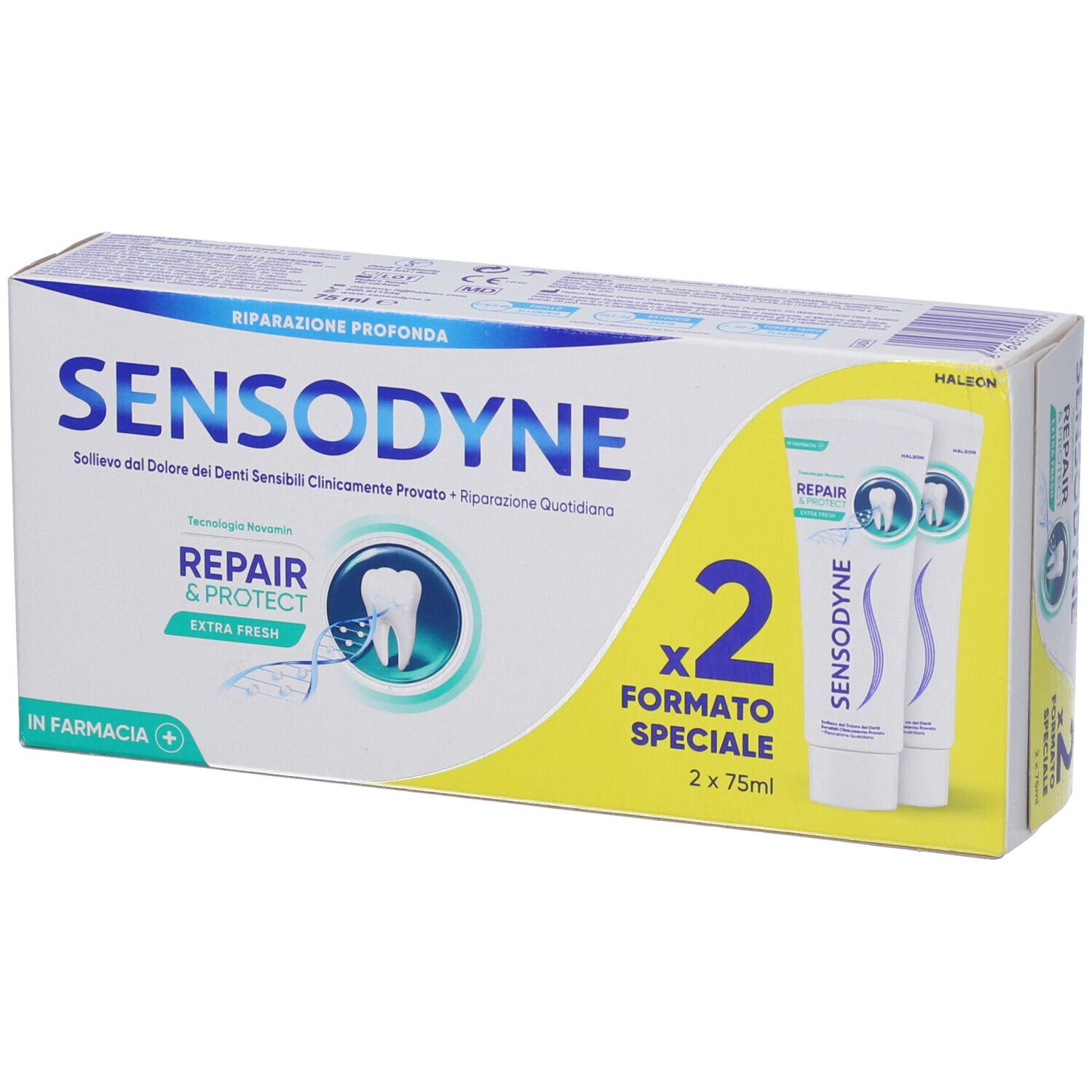 Sensodyne Repair & Protect Zahnpasta, 2x 75ml Packung.