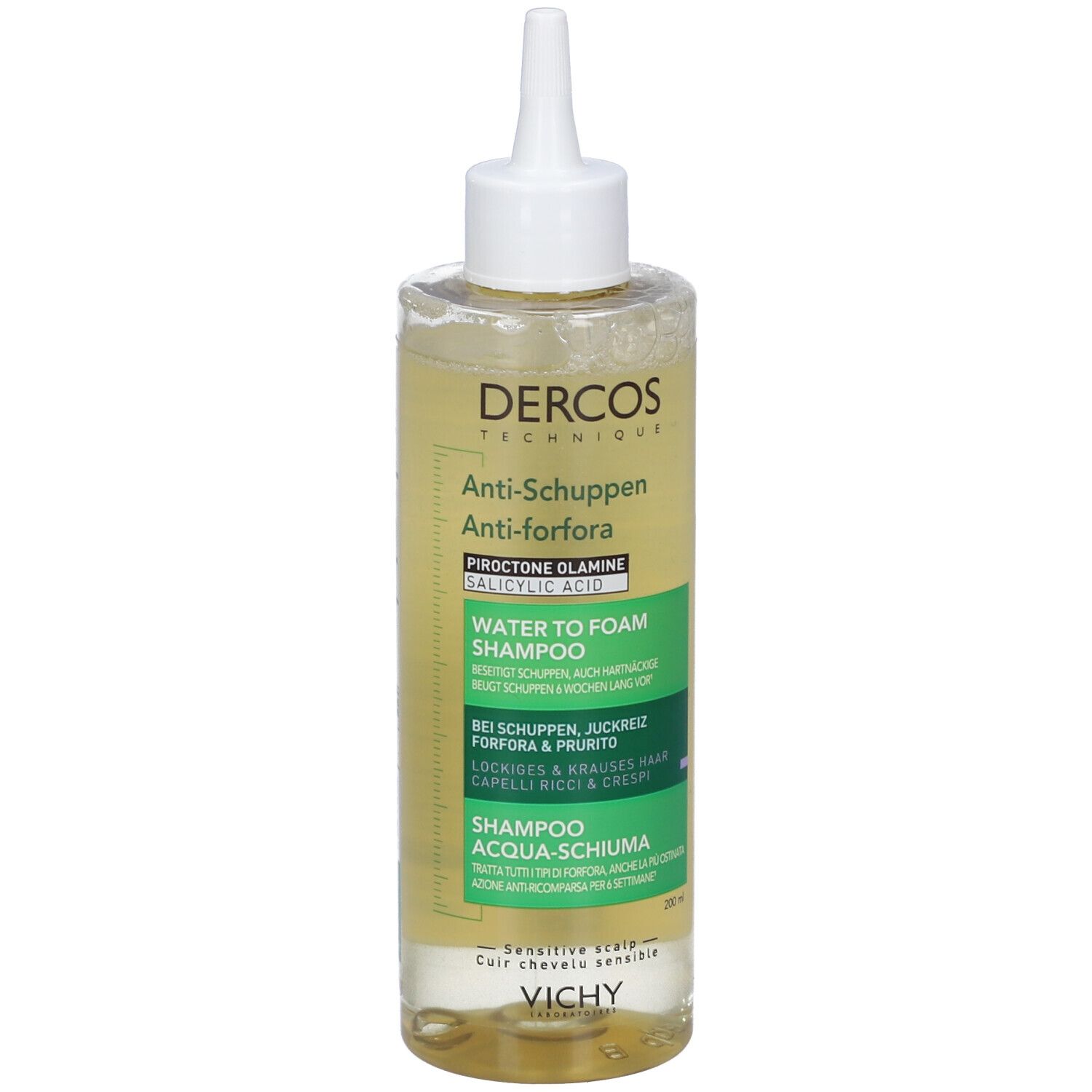Vichy Dercos Shampoo Liquido Schiumogeno Antiforfora Per Capelli Ricci E Crespi, 200 Ml - Immagine 3