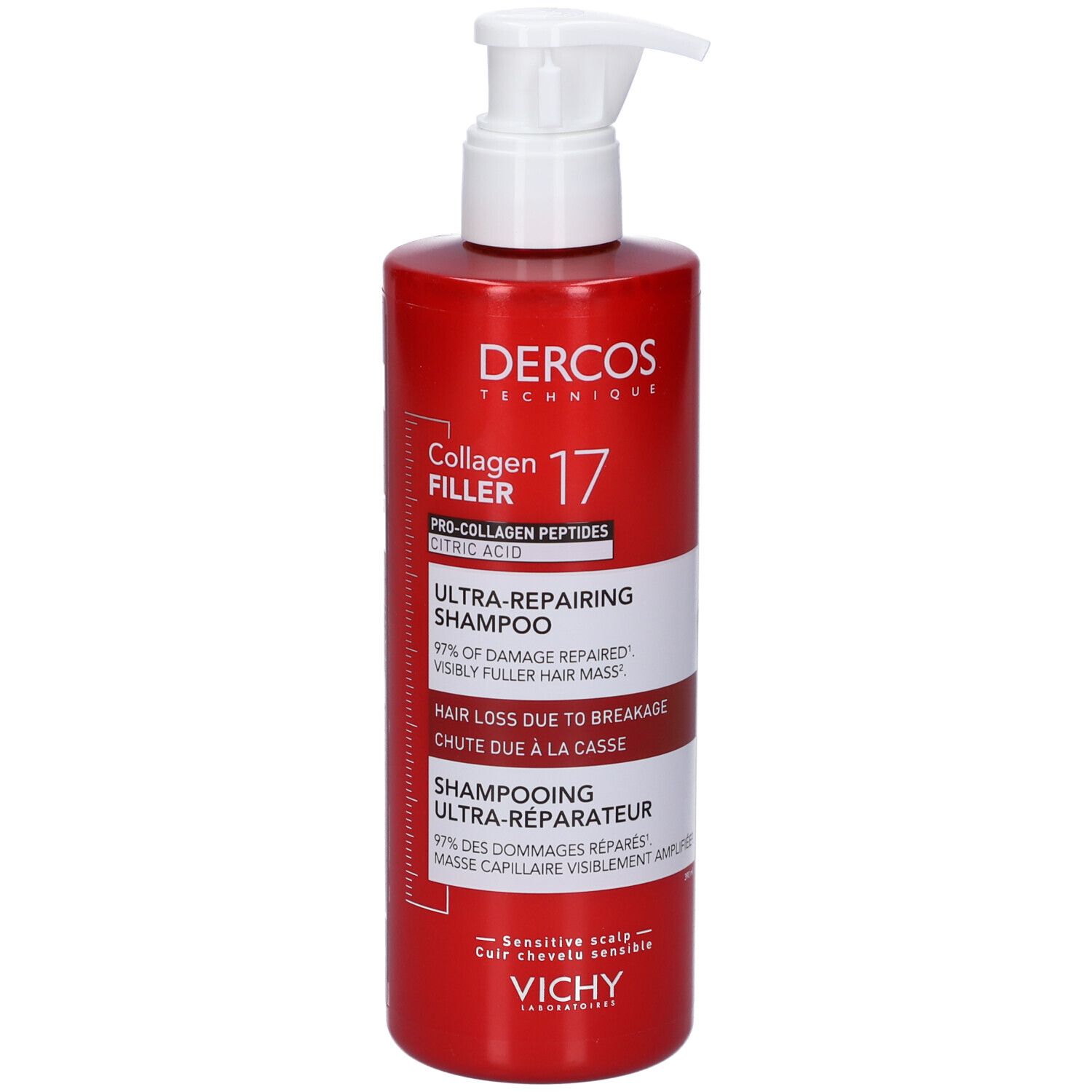 Vichy Dercos Collagen Filler 17 Shampoo Ultra-Riparatore: Shampoo Riparatore Per Capelli Soggetti A Rottura, 400 Ml - Immagine 5