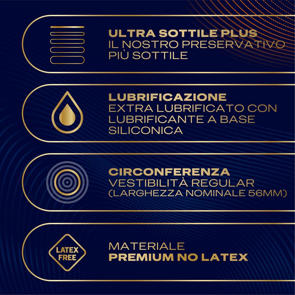 Text auf blauem Hintergrund. Neues Premium No Latex Material. Größere Wärmeübertragung. Körperliche Nähe.
