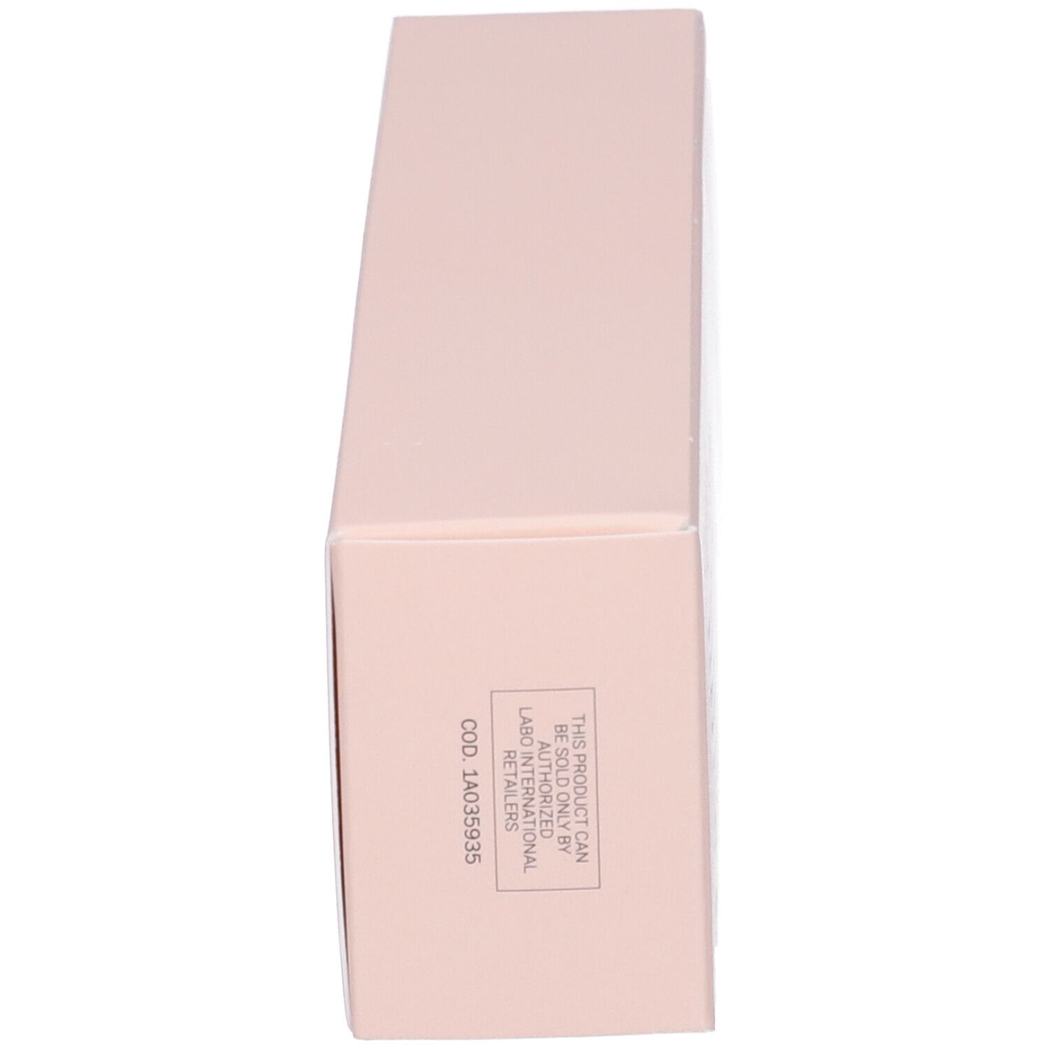 Scatola rosa, vista laterale. Testo e codice.