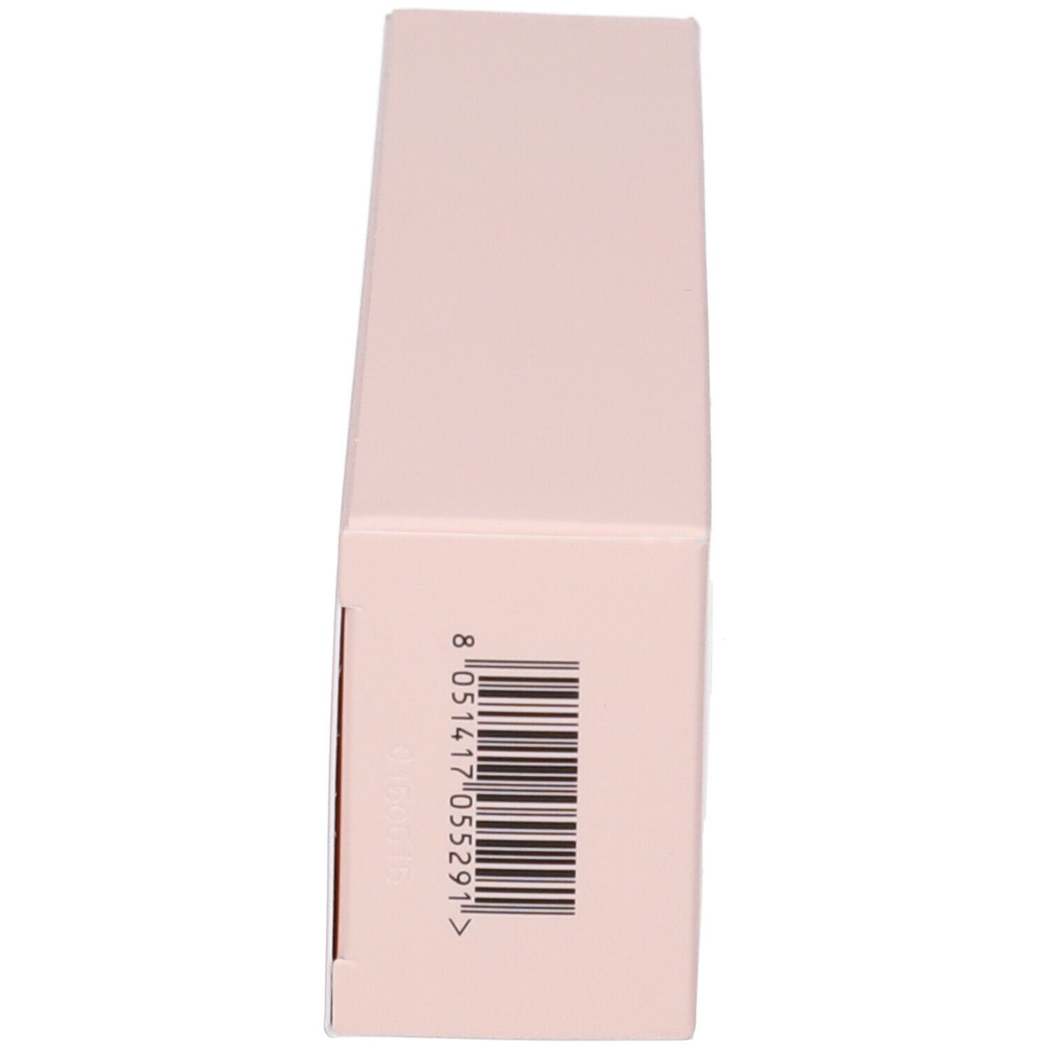 Scatola rosa, codice a barre e testo sul lato. Codice a barre nero.
