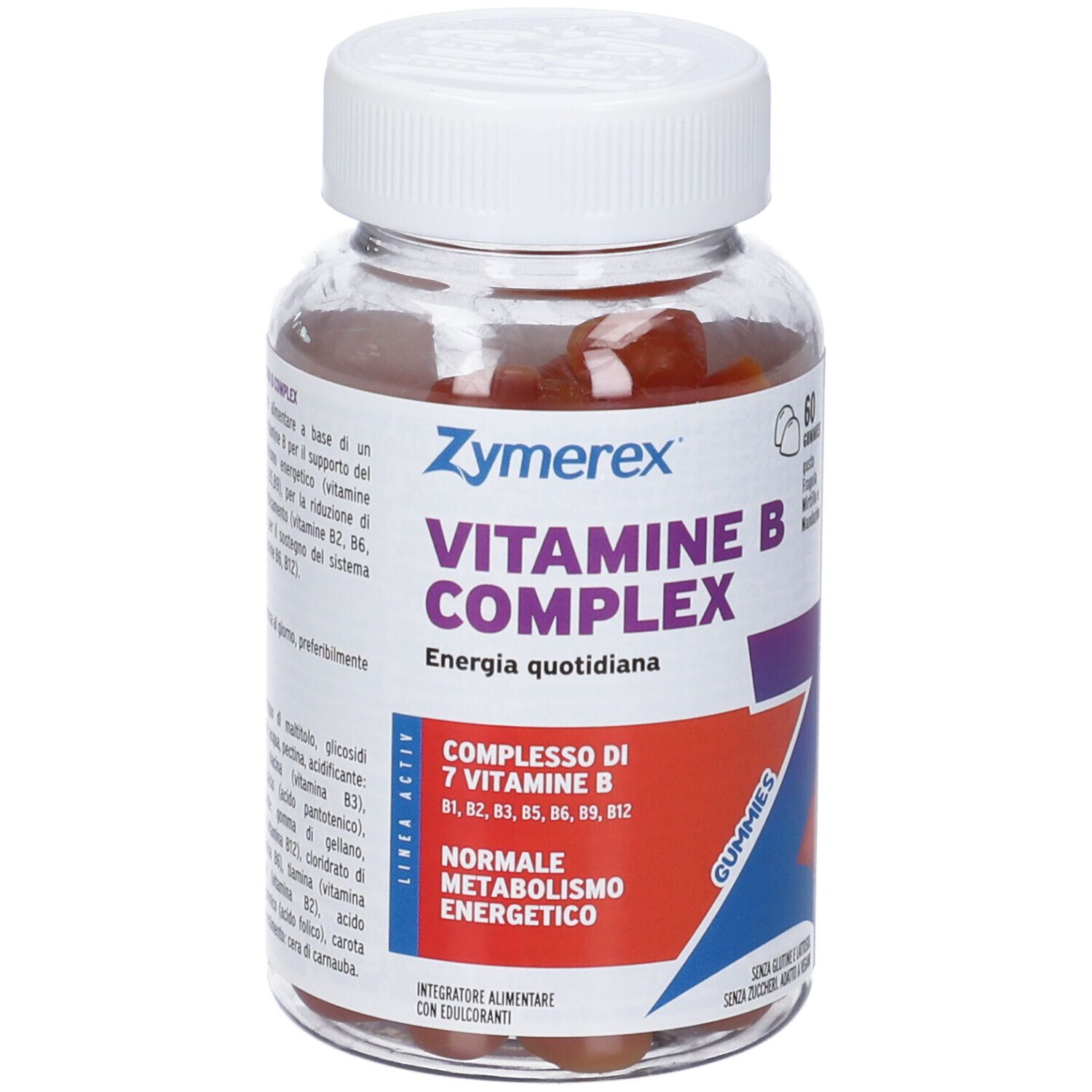 Zymerex Vitamine B Complex Gusto Fragola Mirtillo e Mandarino 60 Gommose - Integratore per l'energia - Immagine 3