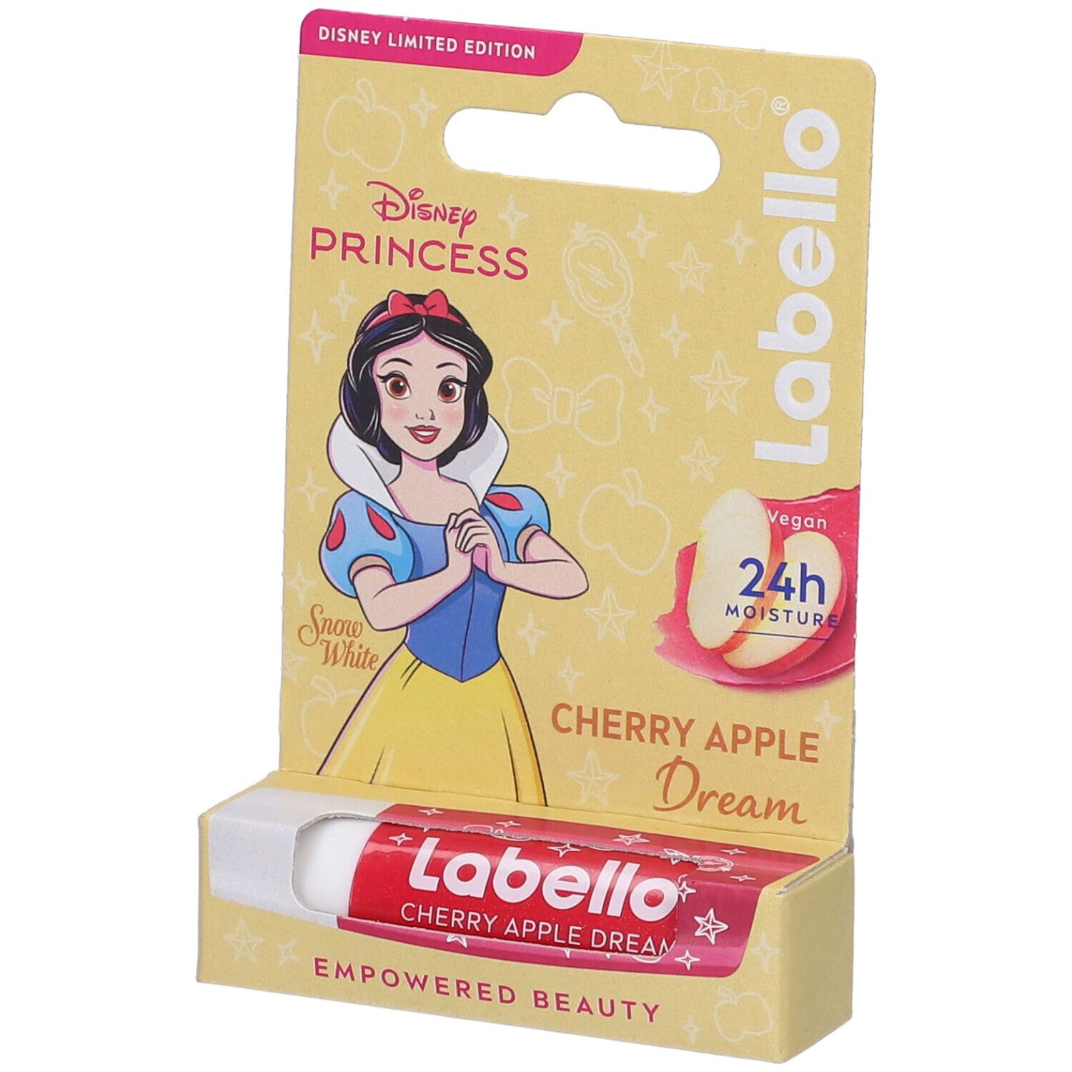 Labello Disney Princess Limited Edition, Biancaneve, Balsamo labbra colorato, Burrocacao aroma Ciliegia 4.8g
