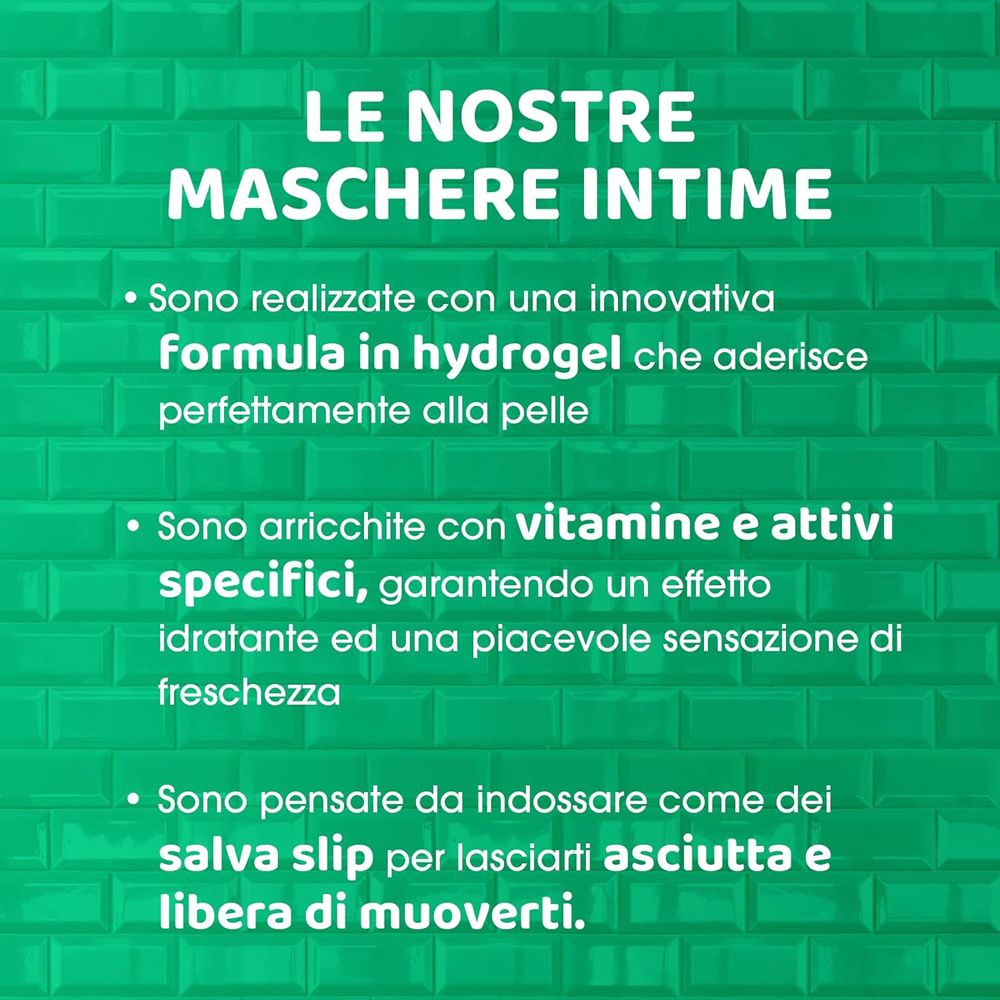 Text über Intimmasken. Beschreibt die Hydrogel-Formel und die Inhaltsstoffe. Erwähnt die erfrischende Wirkung.