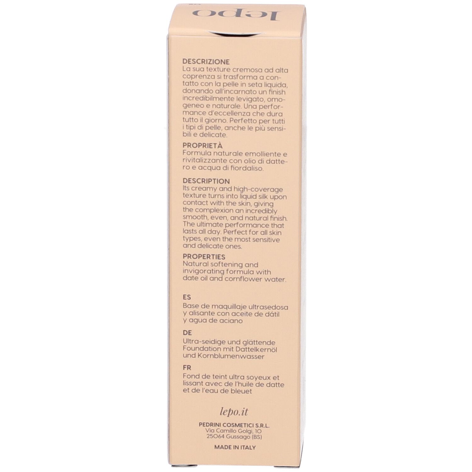 LEPO Cream to Silk Foundation Fondotinta ultra setoso e levigante NUANCE 08 MEDIO SCURO
