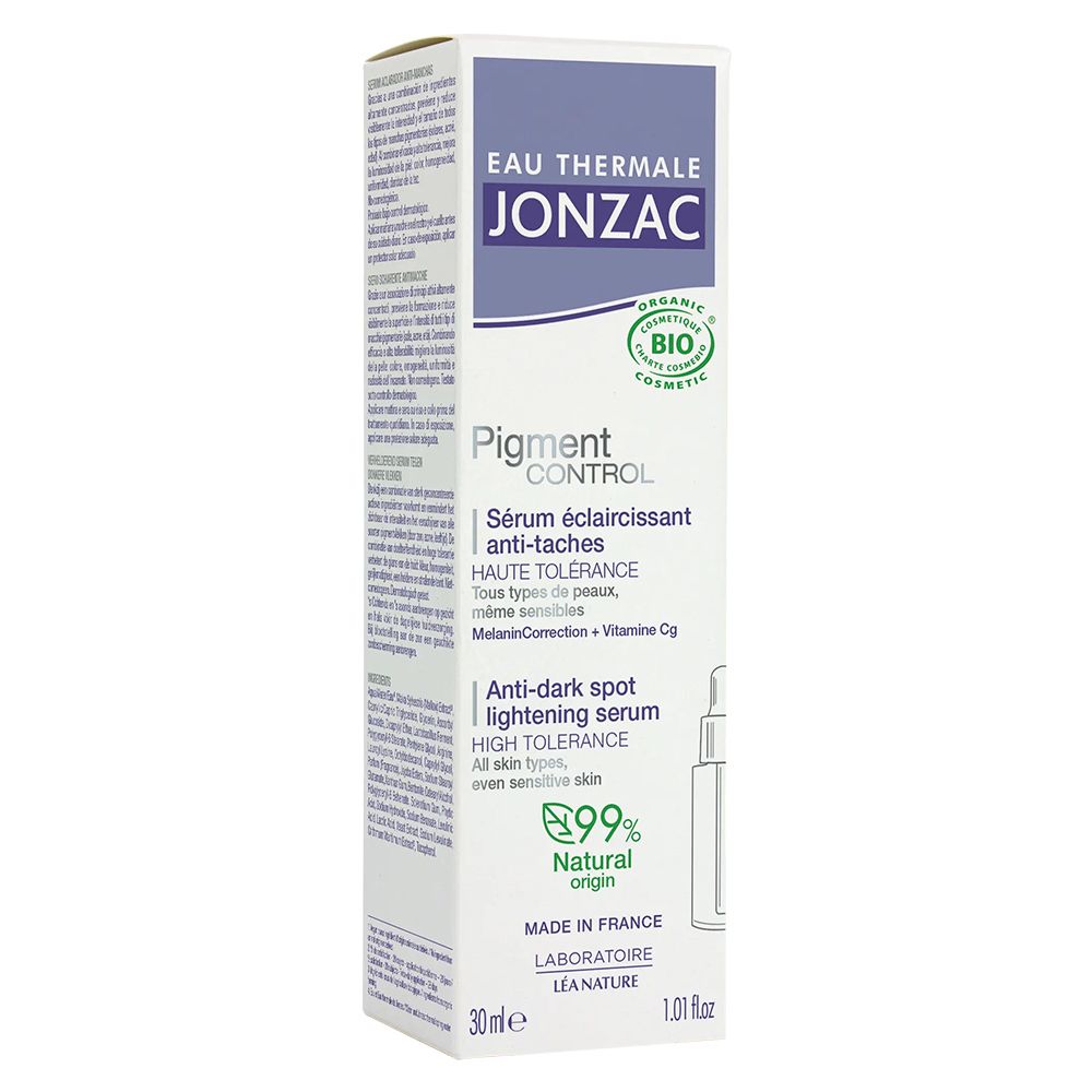 Eau Thermale Jonzac Pigment Control Serum und Verpackung.