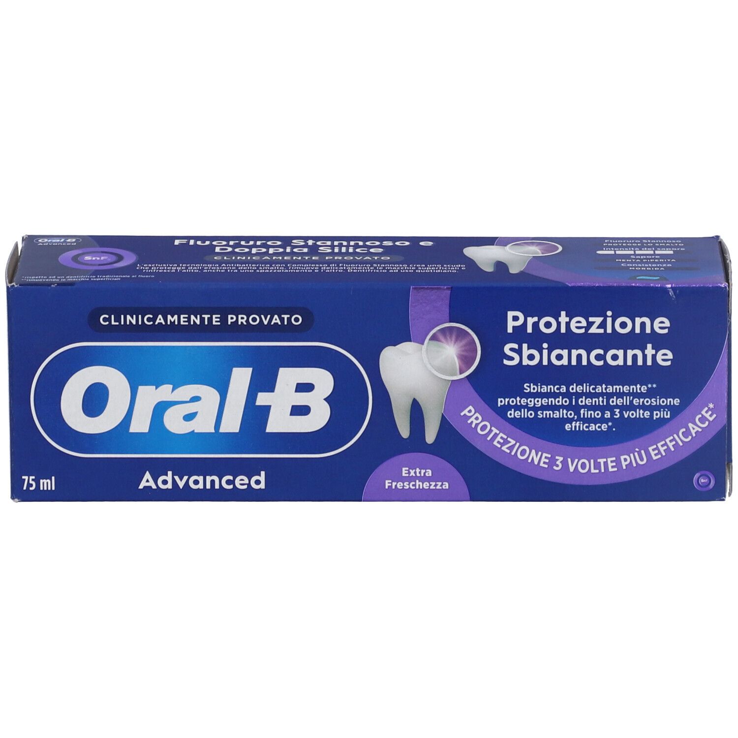 Oral-B Advanced Zahnpasta-Verpackung, 75 ml, mit Aufhellungs- und Schutzfunktion.