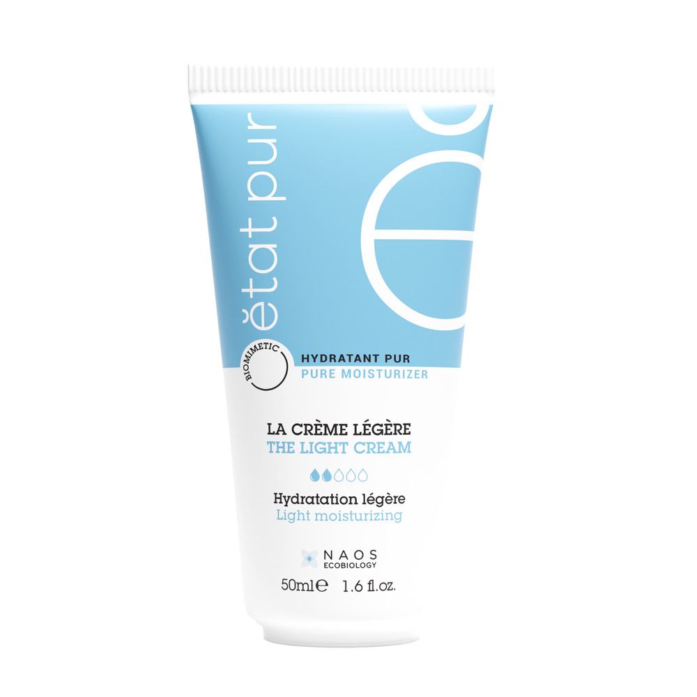 Tubo crema blu e bianco. Scritte: Etat Pur, La Crème Légère, Hydratation légère. 50ml.