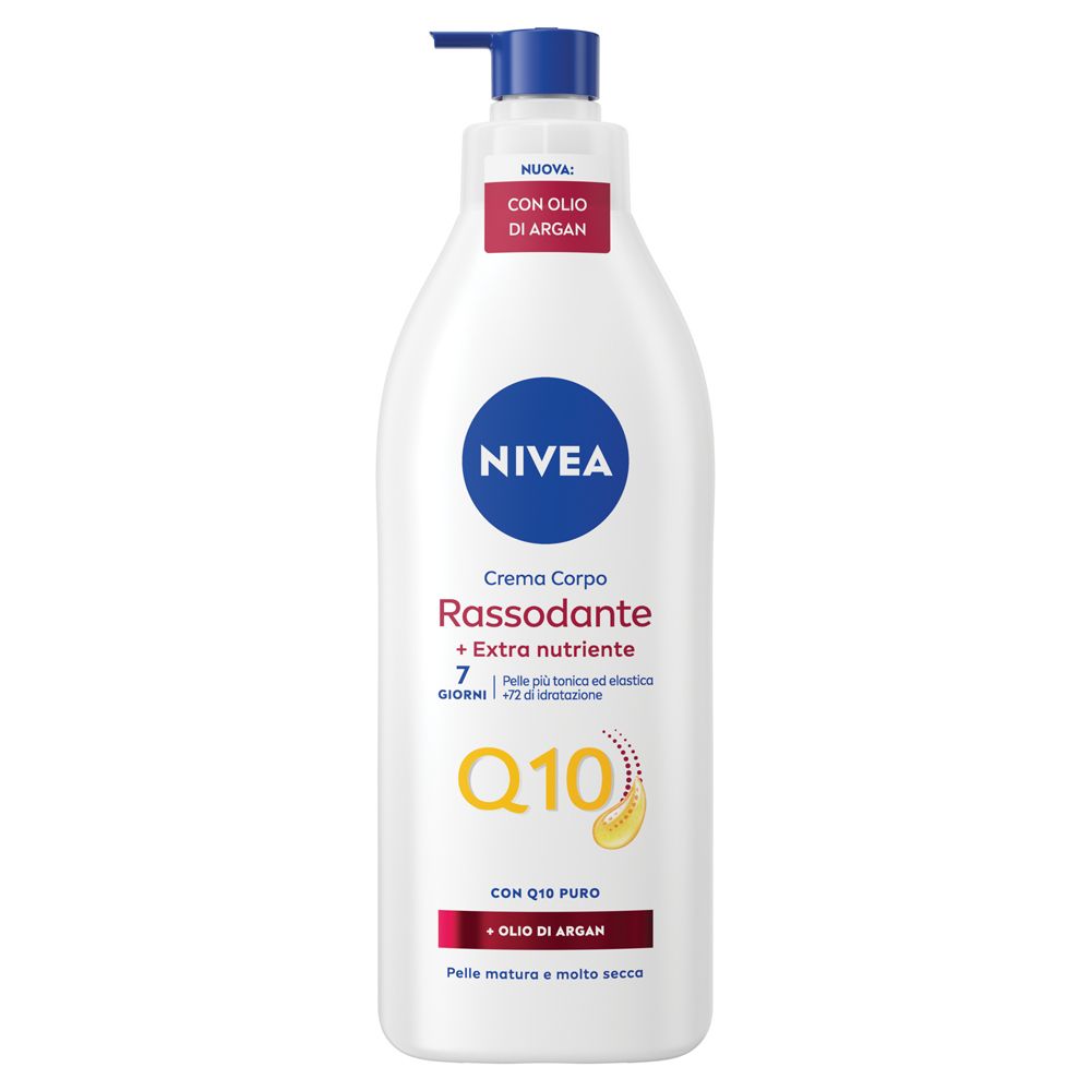Nivea Q10 Crema Corpo Rassodante + Extra Nutriente 400 ml, Crema corpo idratante con Olio di Argan