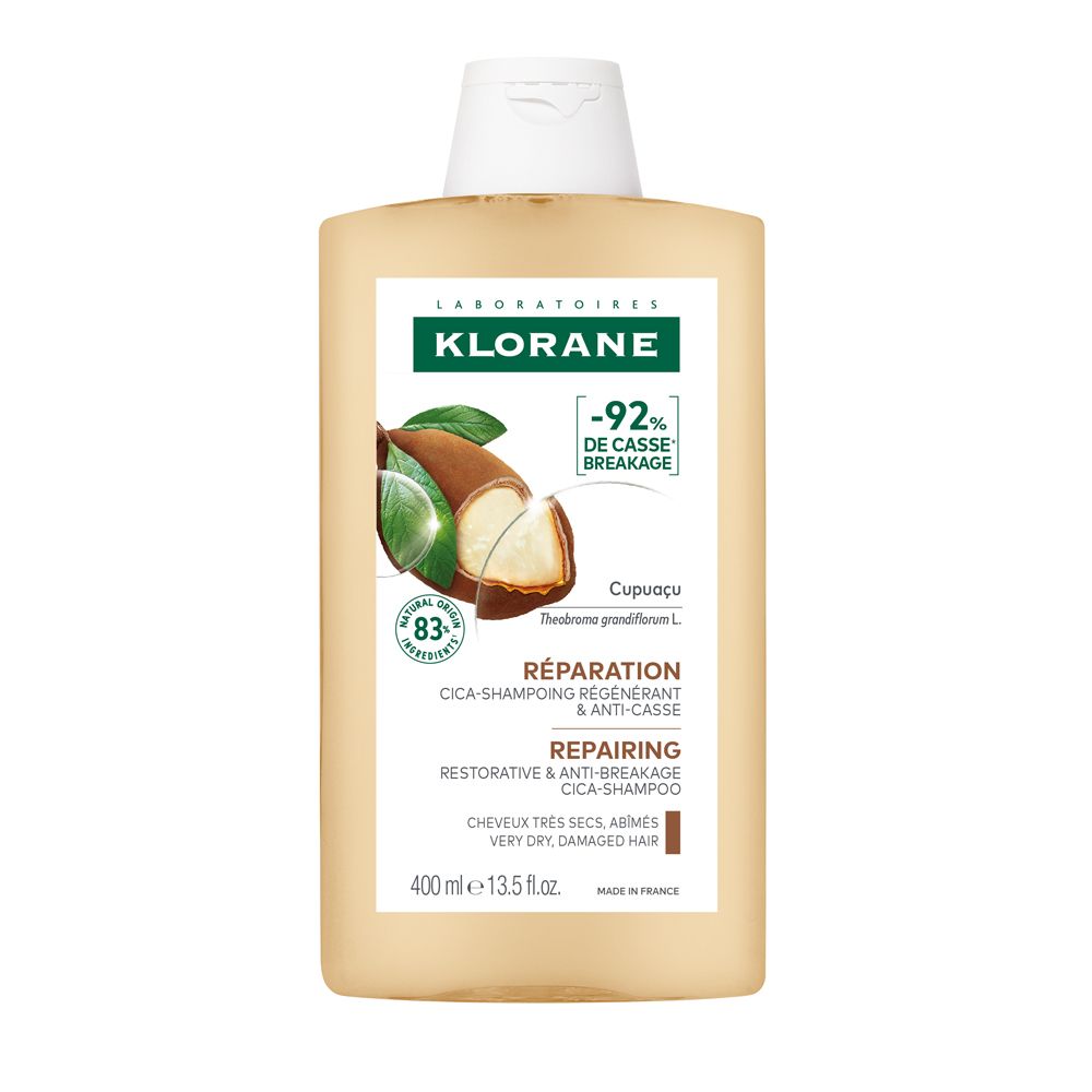 Klorane Cica-shampoo Ristrutturante e Anti-rottura al Cupuaçu 400ml - Capelli danneggiati, molto secchi