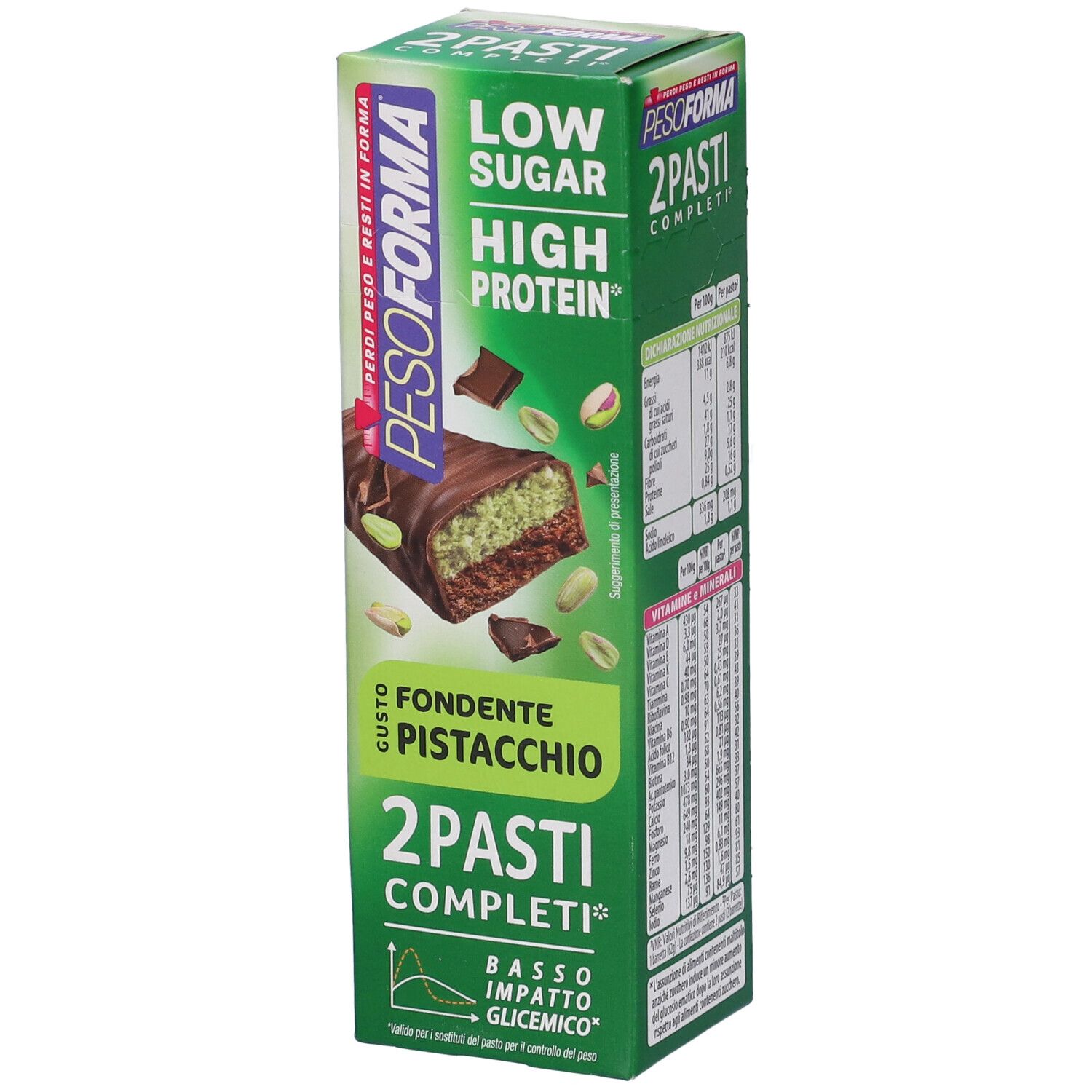 Pesoforma Barrette Pasti Low Sugar Fondente Pistacchio