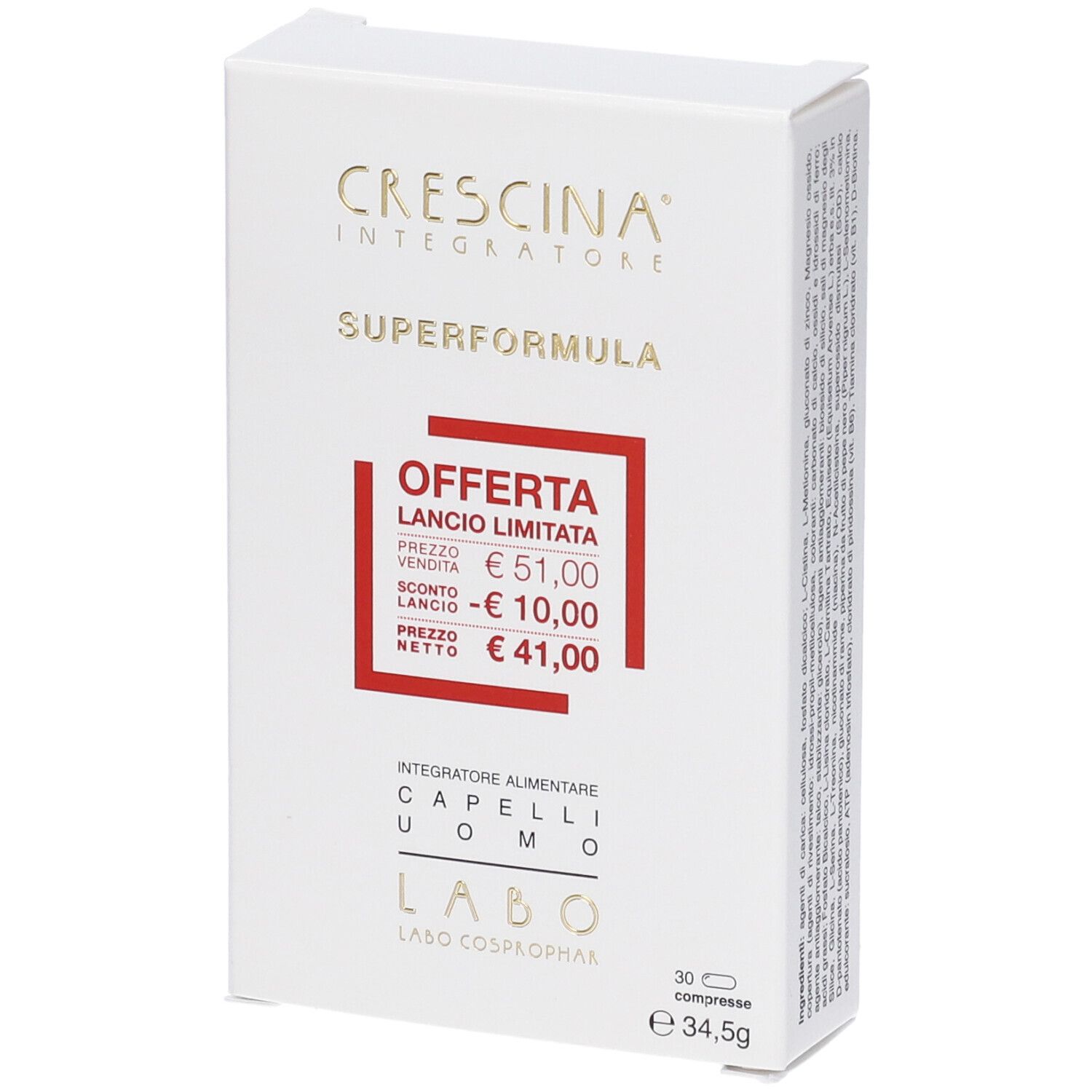 Crescina Integratore Ri-Crescita Superformula Uomo 30 Compress
