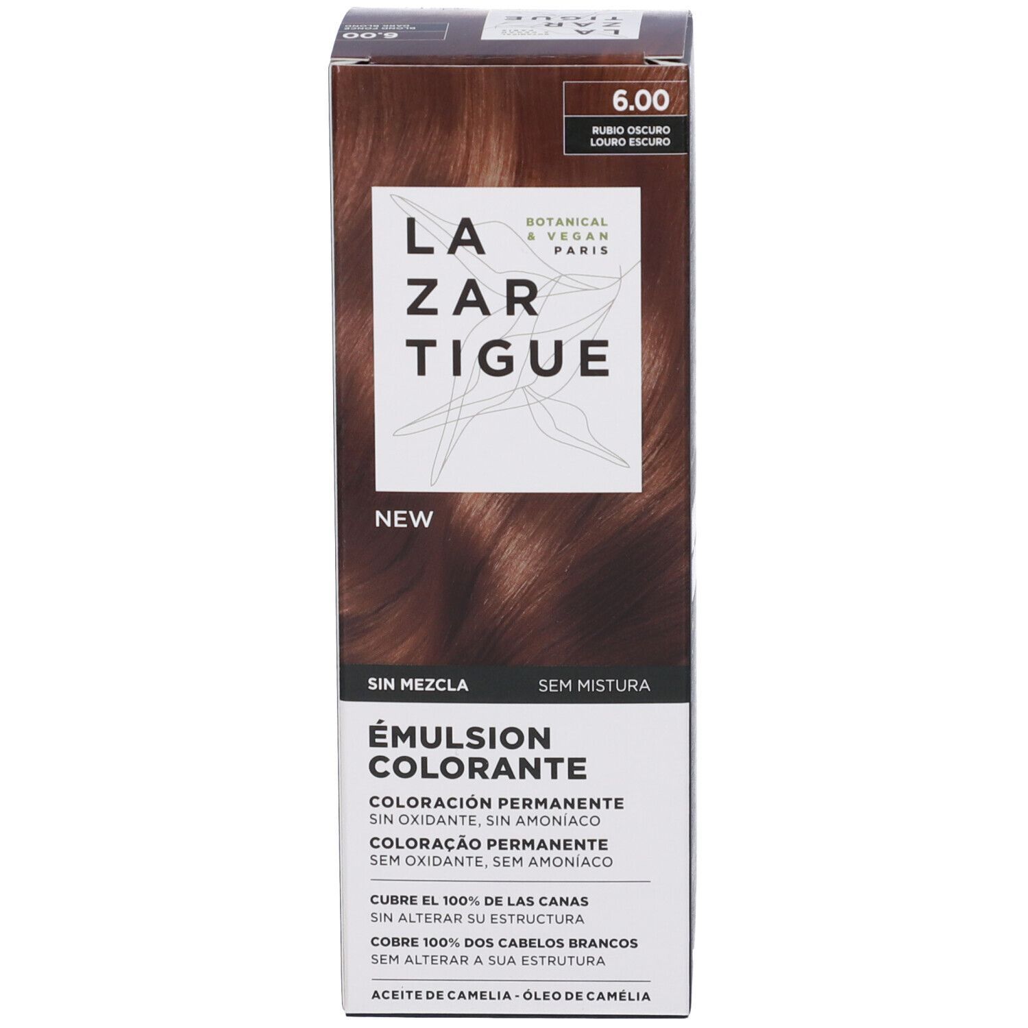 Confezione Lazartigue Emulsion Colorante 6.00 Dark Blond. Scritta: Émulsion Colorante, 6.00, Blond Foncè, Dark Blond.