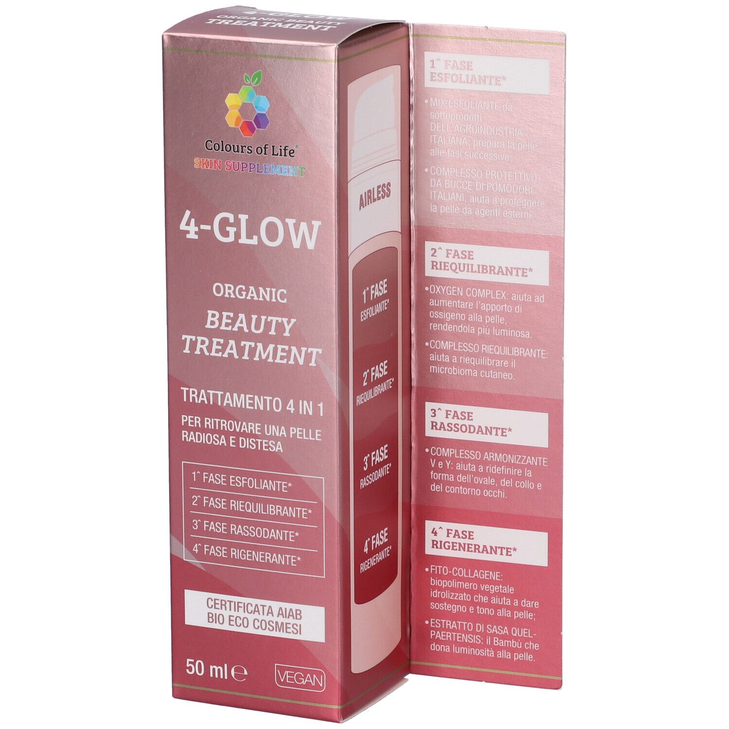 Colours Of Life 4-Glow Organic Beauty Treatment Verpackung, 50ml.