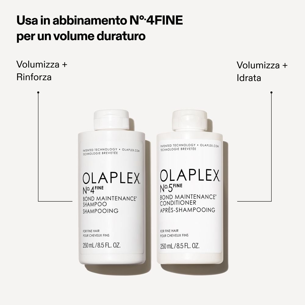 Zwei weiße Flaschen: Olaplex Nr. 4 Bond Maintenance Shampoo und Nr. 5 Bond Maintenance Conditioner, je 250ml.