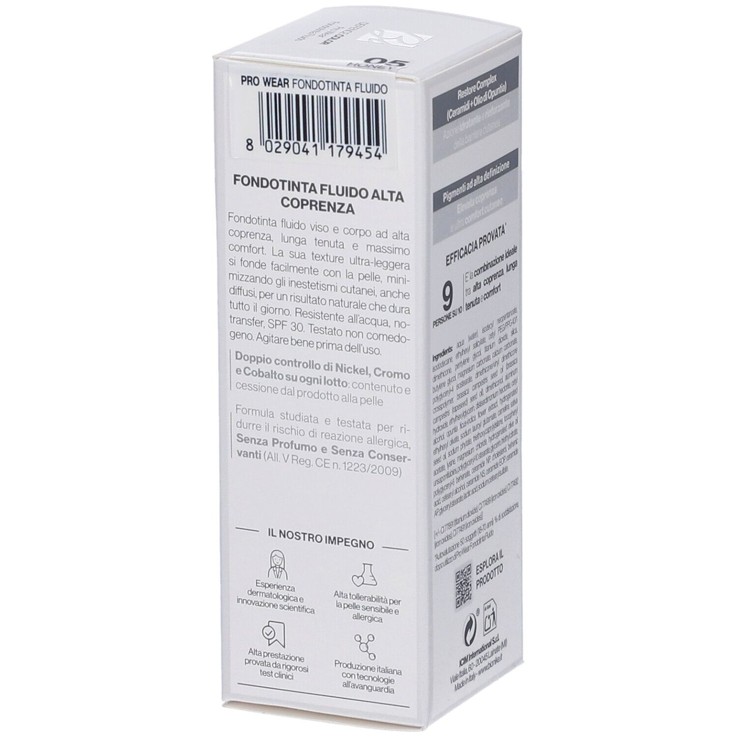 Scatola fondotinta fluido con SPF 30, testato per nichel, cromo e cobalto.