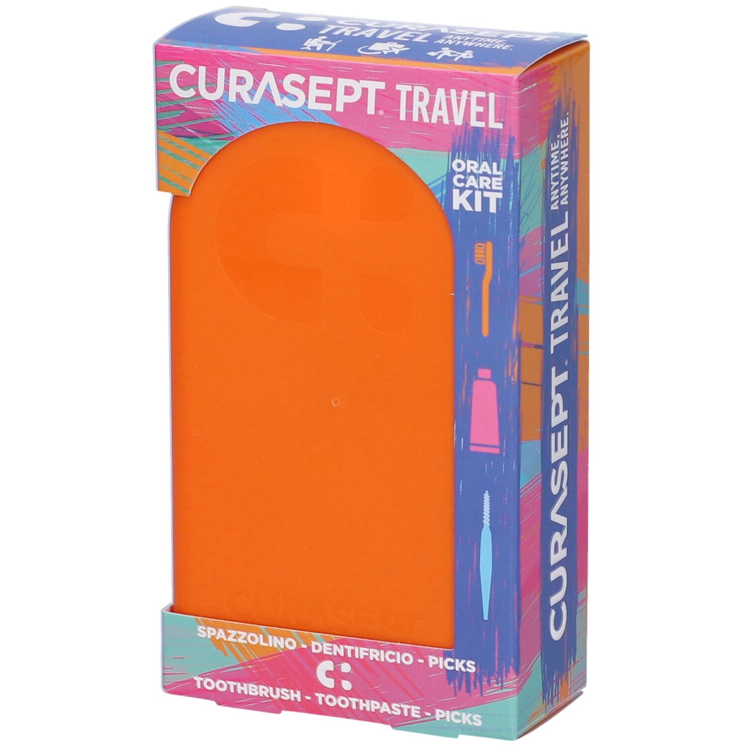 Curasept Travel Kit Arancio Spazzolino + Dentifricio + Picks