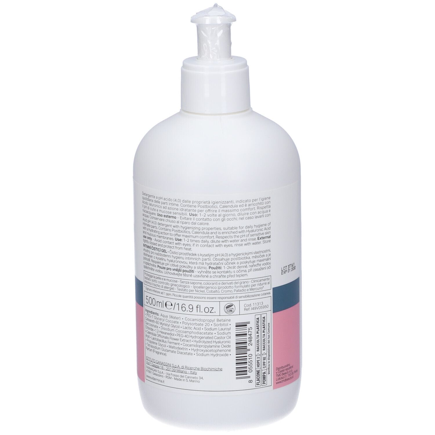 Weiße Pumpflasche mit Etikett, 500ml/16.9 fl.oz.