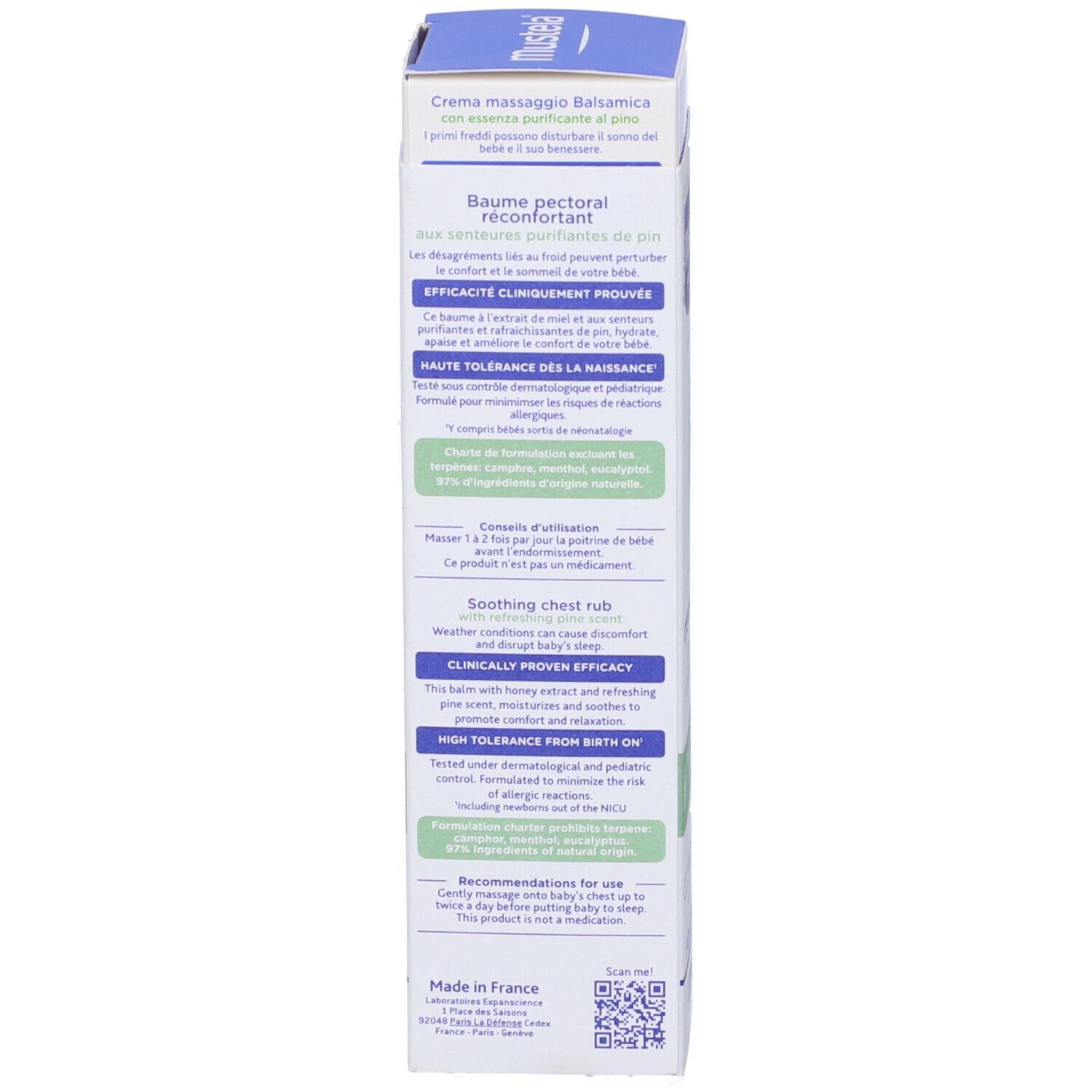 Produktverpackung. Text in mehreren Sprachen. Informationen zum Produkt und zur Anwendung.
