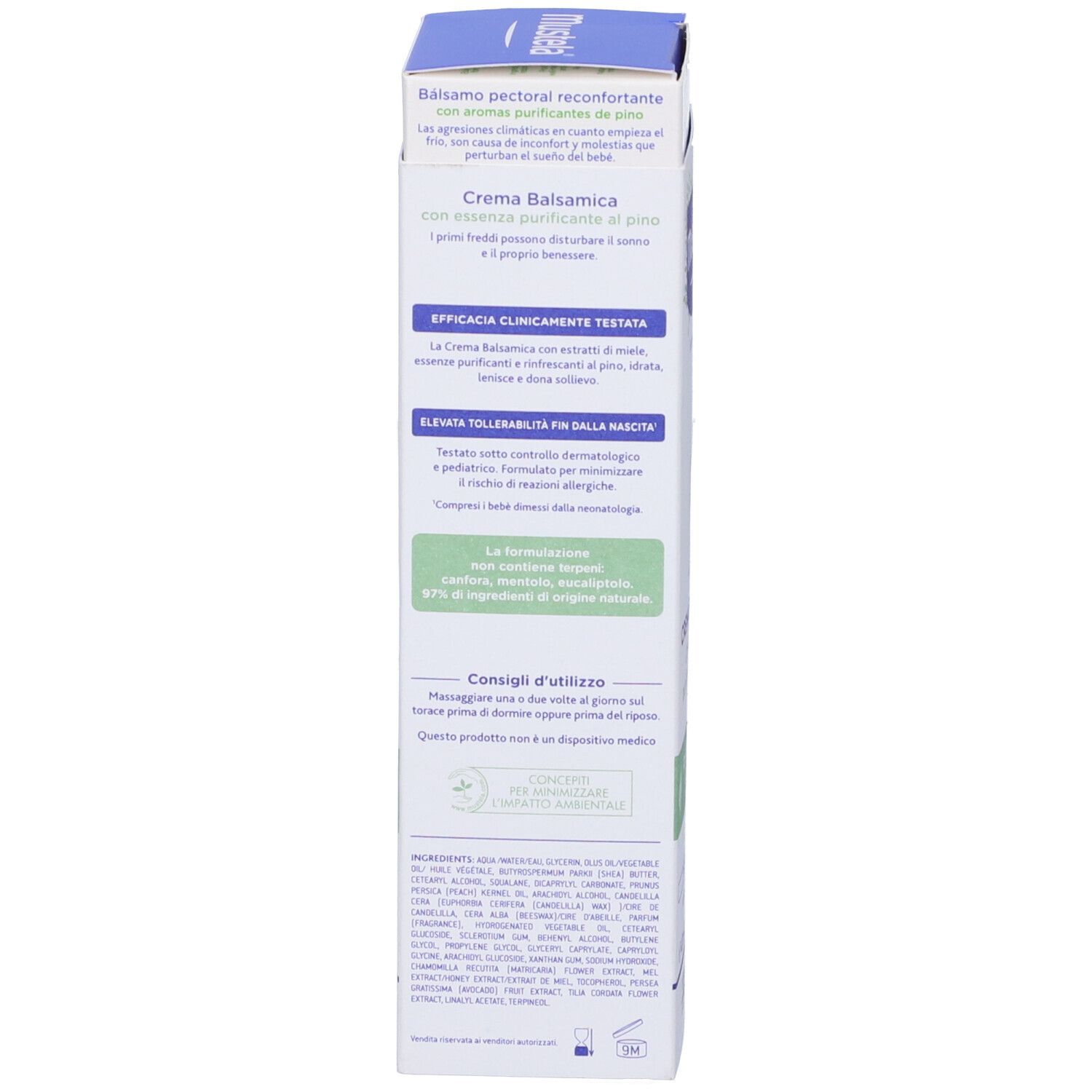 Produktverpackung. Text in mehreren Sprachen. Informationen zum Produkt und zur Anwendung.