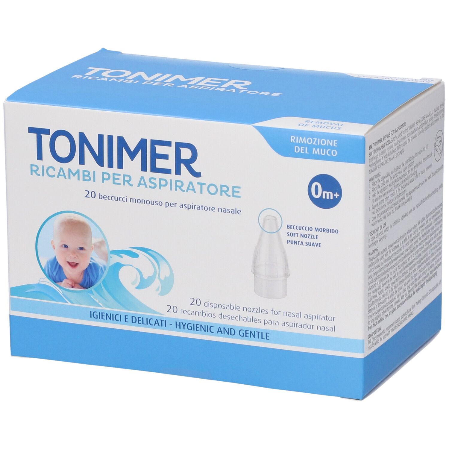 Packung mit 20 Einweg-Nasenaufsätzen für einen Nasensauger. Für Babys ab 0 Monaten.