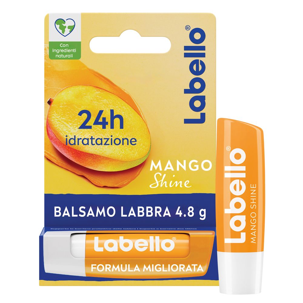Labello Mango Shine Burrocacao labbra, Balsamo labbra nutriente all'aroma di Mango con pigmenti scintillanti
