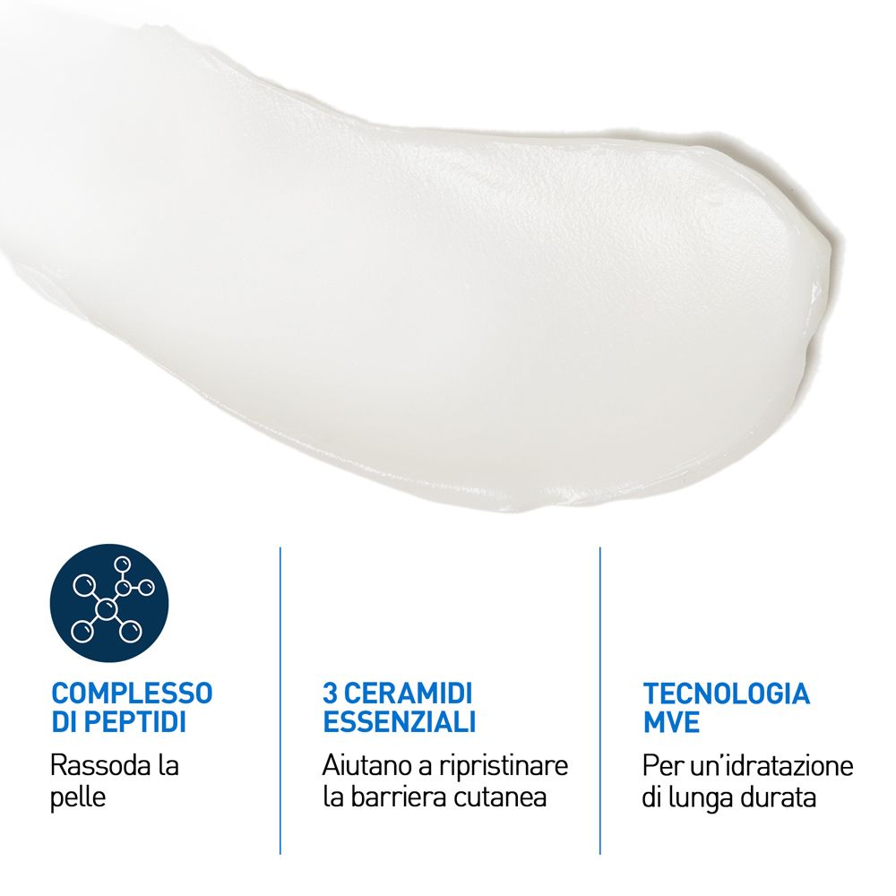 Produktprobe. Text: Peptidkomplex, 3 essentielle Ceramide, MVE-Technologie. Für lange Feuchtigkeit.