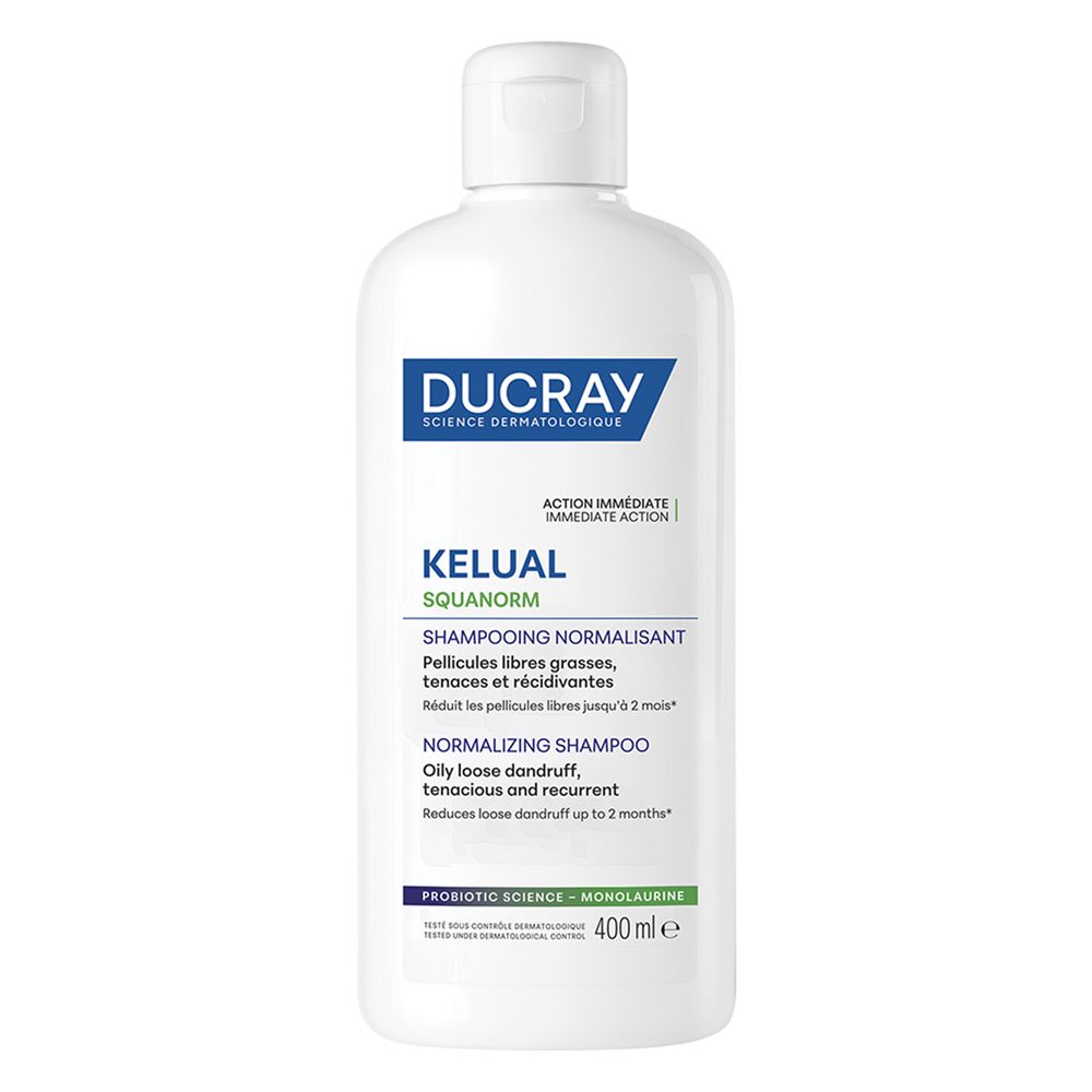 Ducray Kelual Squanorm Shampoo Antiforfora Trattante Regolatore Forfora Grassa 400ml, Elimina 100% della forfora Azione anti-ricomparsa, Cuoio capelluto grasso - Risparmia il 10% con il codice: pierre1026