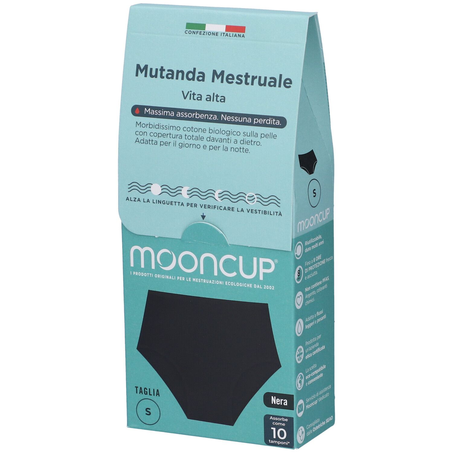 Mooncup Mutanda Mestruale Vita Alta Colore Nero Taglia S
