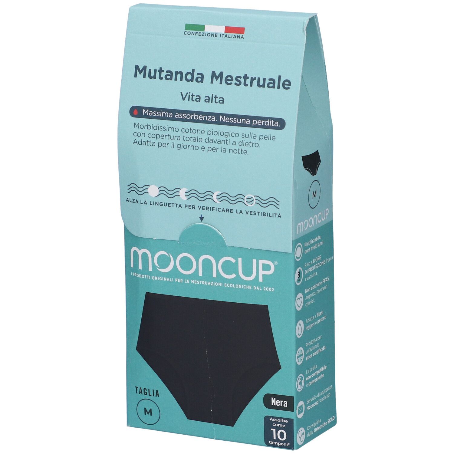 Mooncup Mutanda Mestruale Vita Alta Colore Nero Taglia M