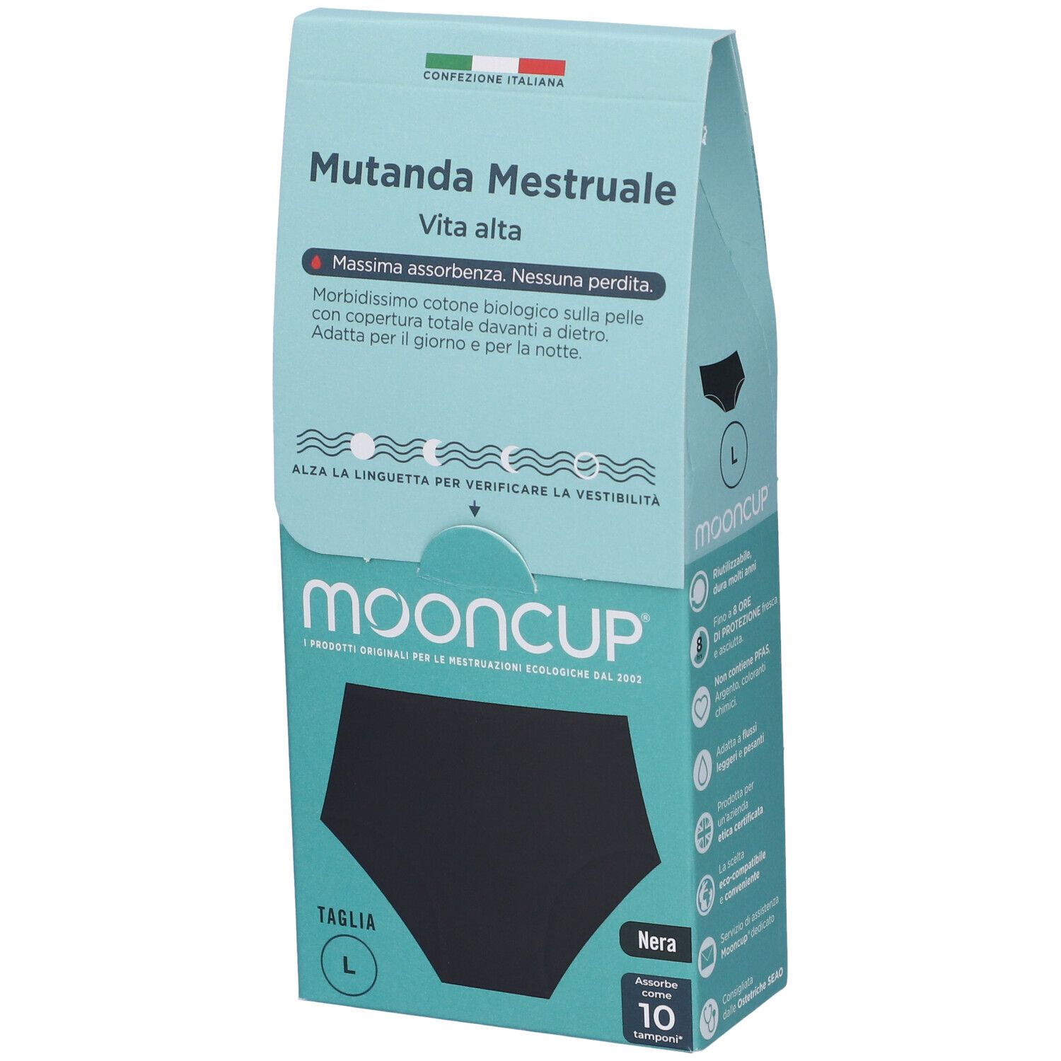 Mooncup Mutanda Mestruale Vita Alta Colore Nero Taglia L