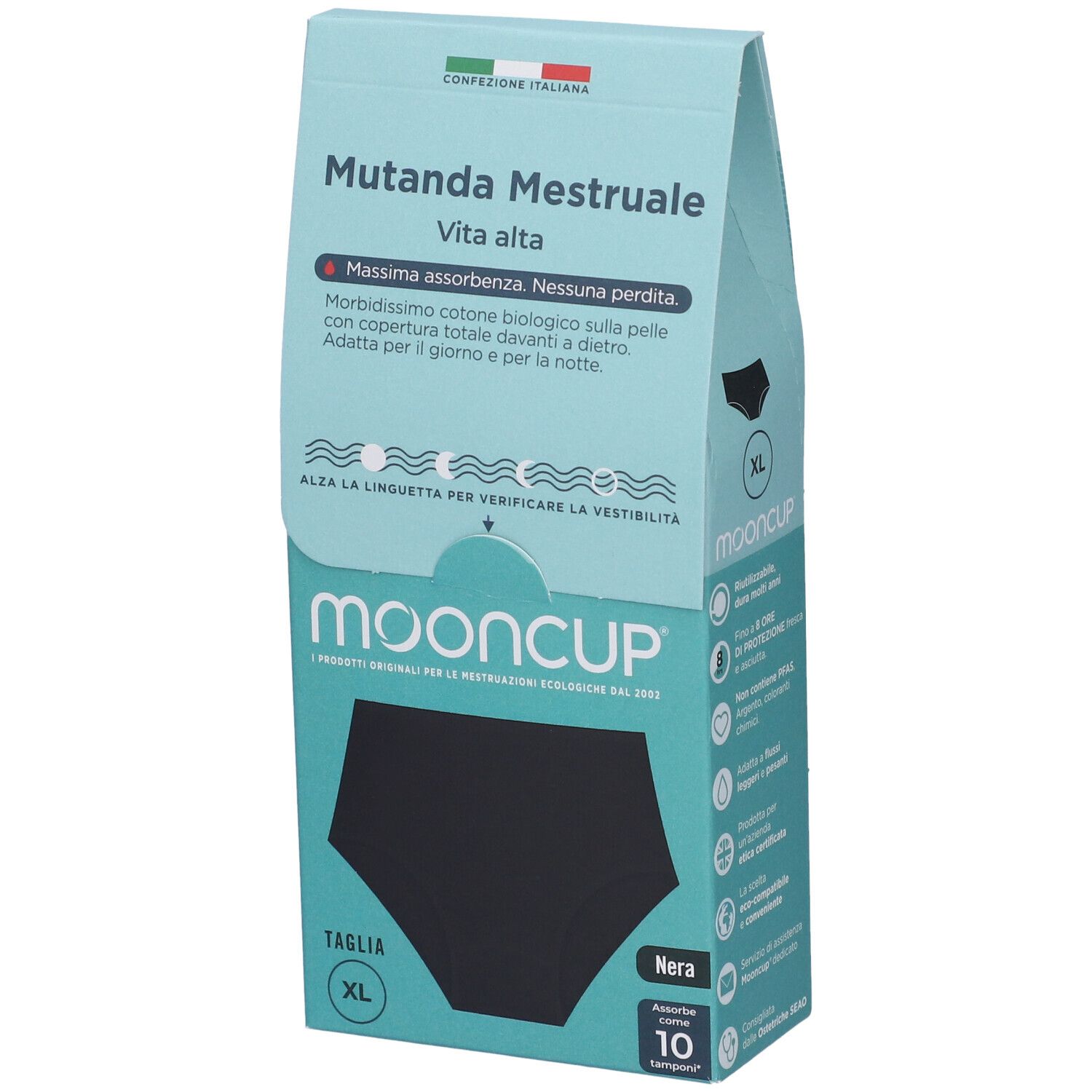 Mooncup Mutanda Mestruale Vita Alta Colore Nero Taglia XL