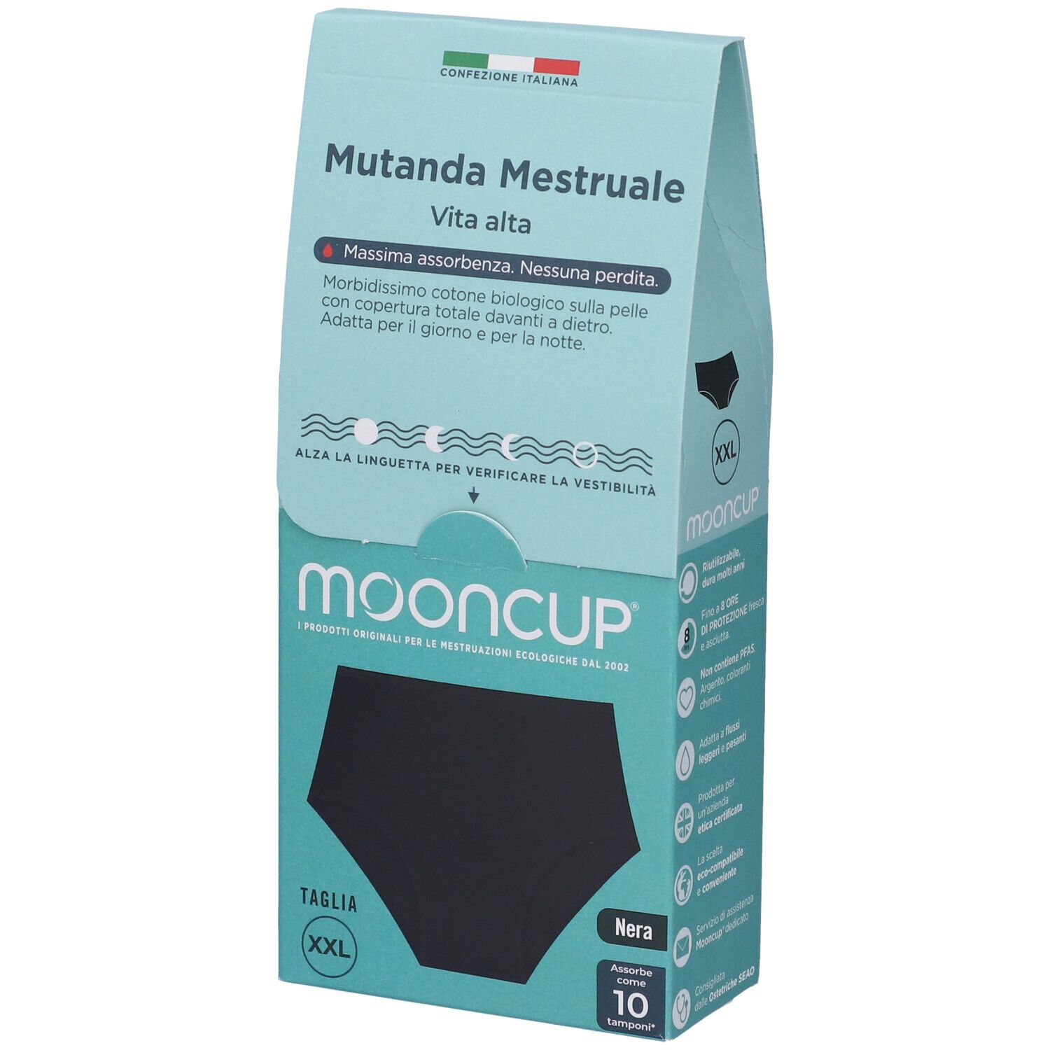 Mooncup Mutanda Mestruale Vita Alta Colore Nero Taglia XXL