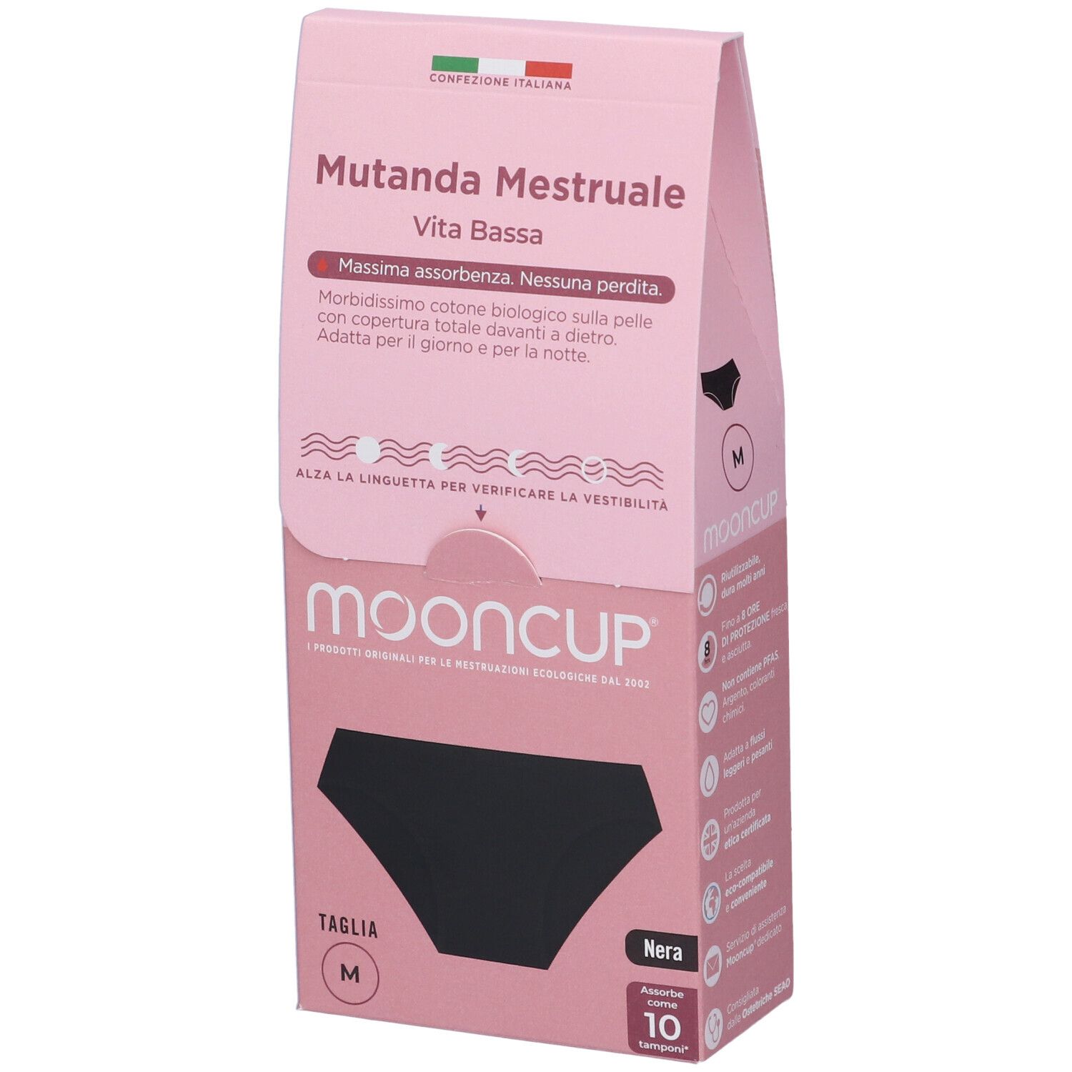 Mooncup Mutanda Mestruale Vita Bassa Colore Nero Taglia M