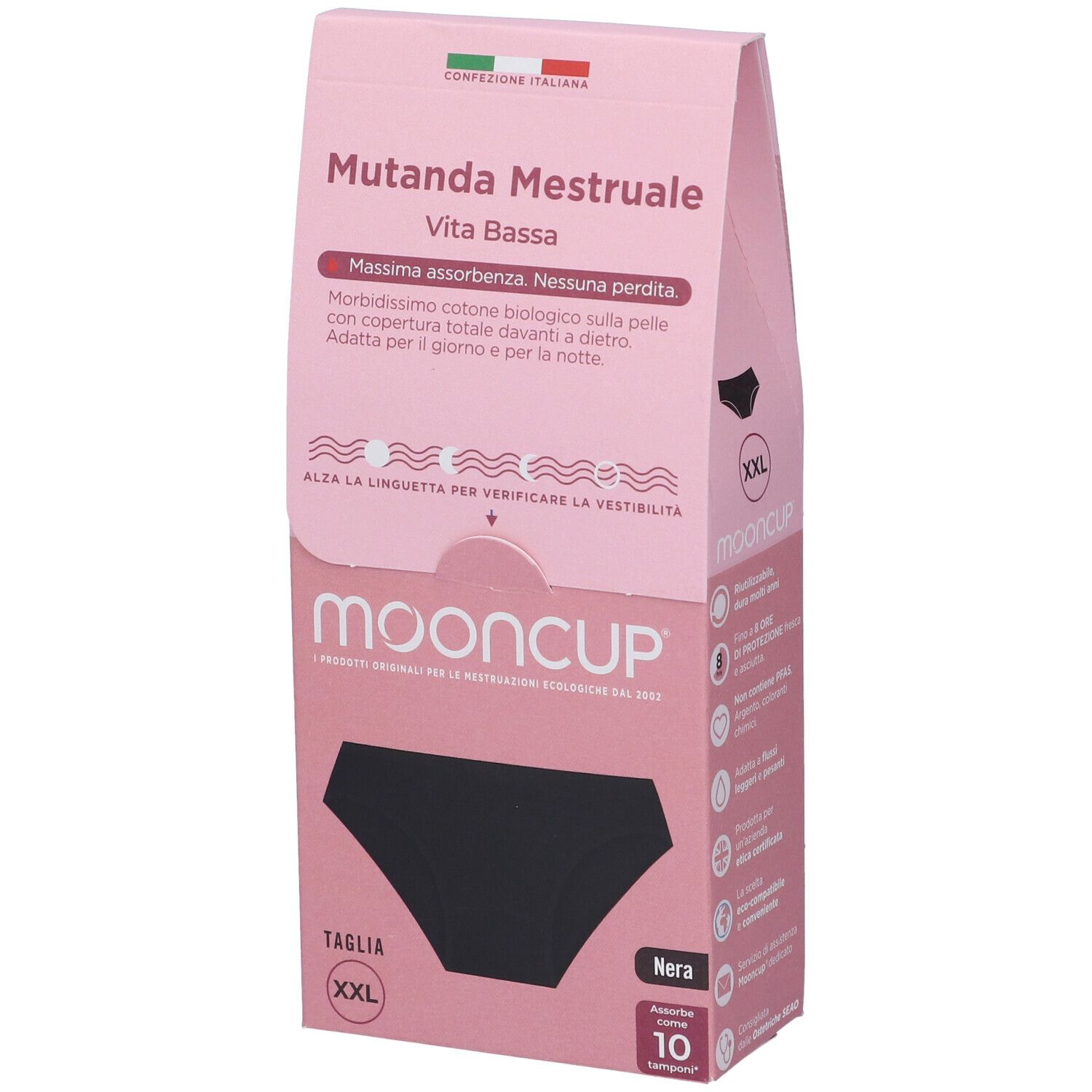 Mooncup Mutanda Mestruale Vita Bassa Colore Nero Taglia XXL