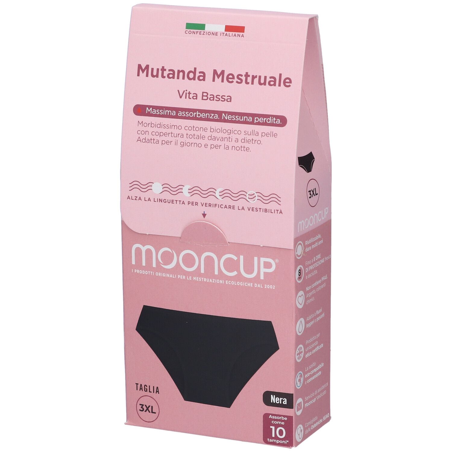 Mooncup Mutanda Mestruale Vita Bassa Colore Nero Taglia 3XL