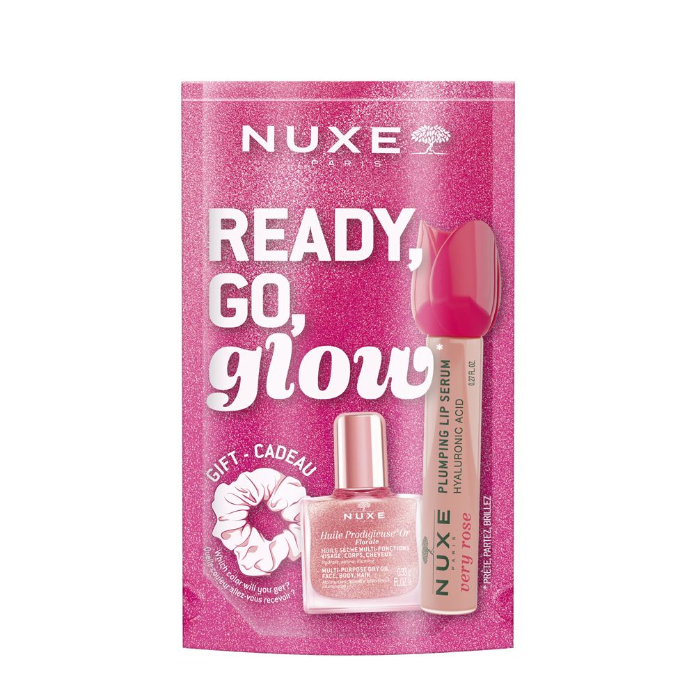 Pdmtobemaintained Nuxe Glow On The Go Pink Very Rose Plumping Lip Serum + Huile Prodigieuse Or Florale 1 Pz Set