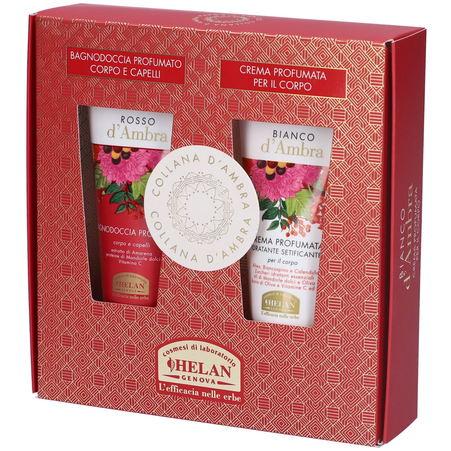 Helan Collana D'ambra Cofanetto Rosso D'ambra 1 Bagnodoccia 75 Ml + 1 Bianco D'ambra Crema Corpo 75 Ml - Immagine 4