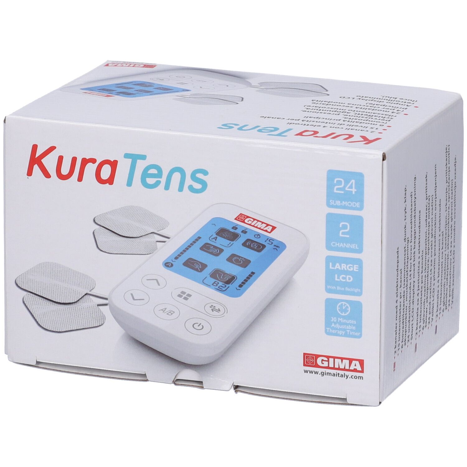 Gima Kura Tens Elettrostimolatore a 2 Canali 6 Programmi