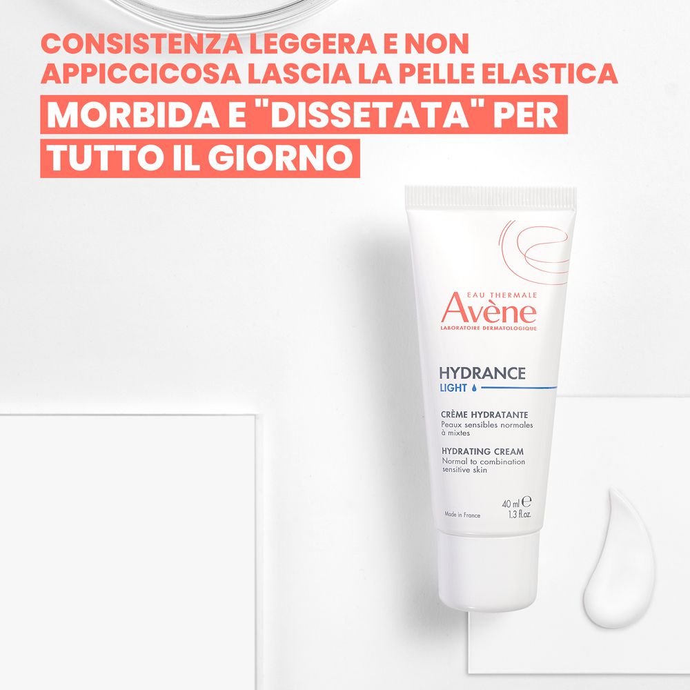 Avene Hydrance leichte Feuchtigkeitscreme mit einem Tropfen Creme.