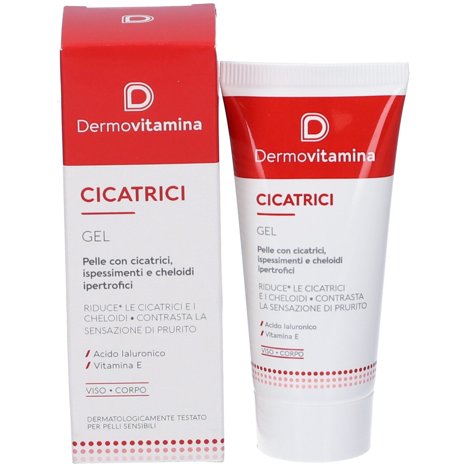 Dermovitamina Cicatrici Gel Tube und Verpackung