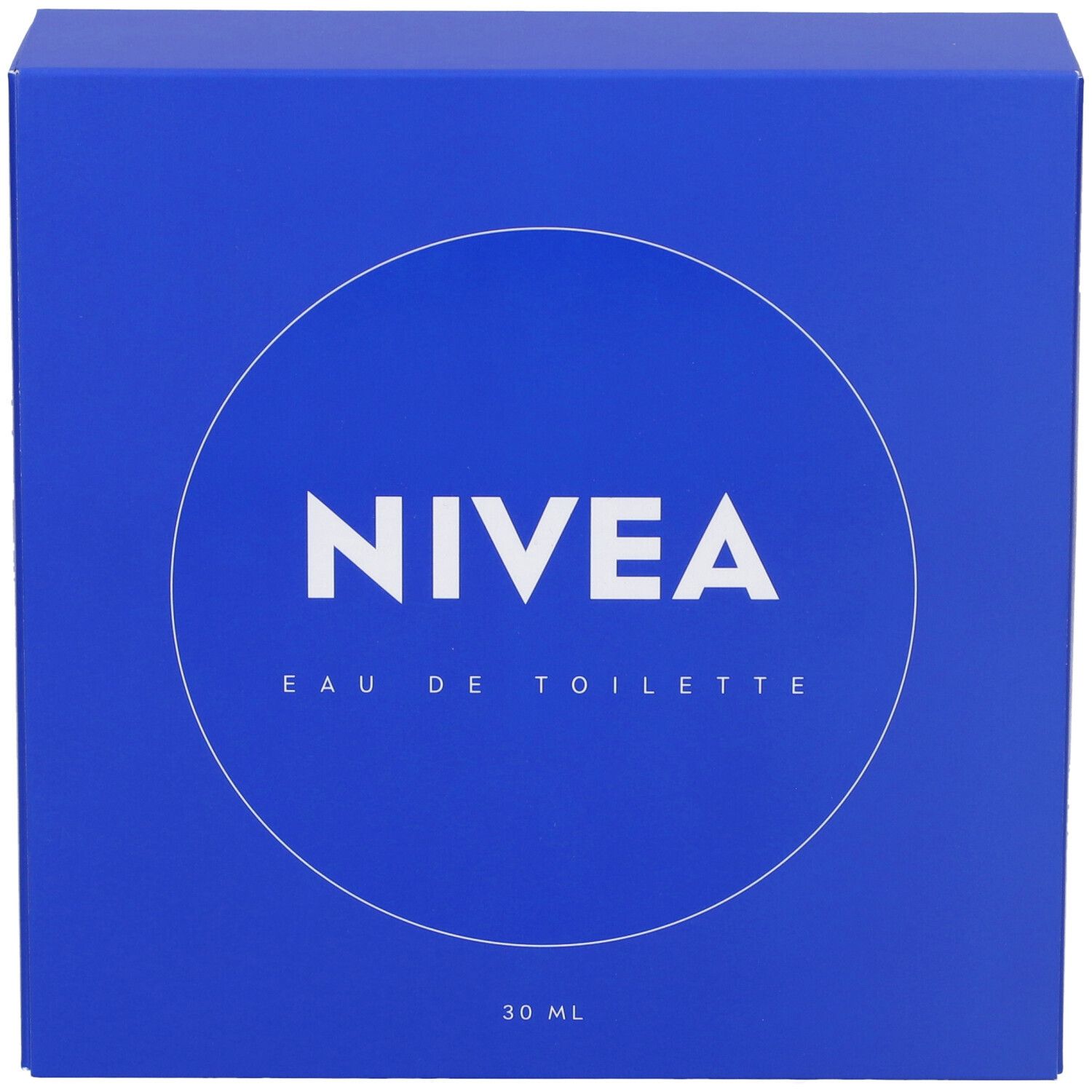 Blaue Verpackung mit NIVEA Eau de Toilette. Auf der Verpackung steht NIVEA Eau de Toilette und 30 ml.