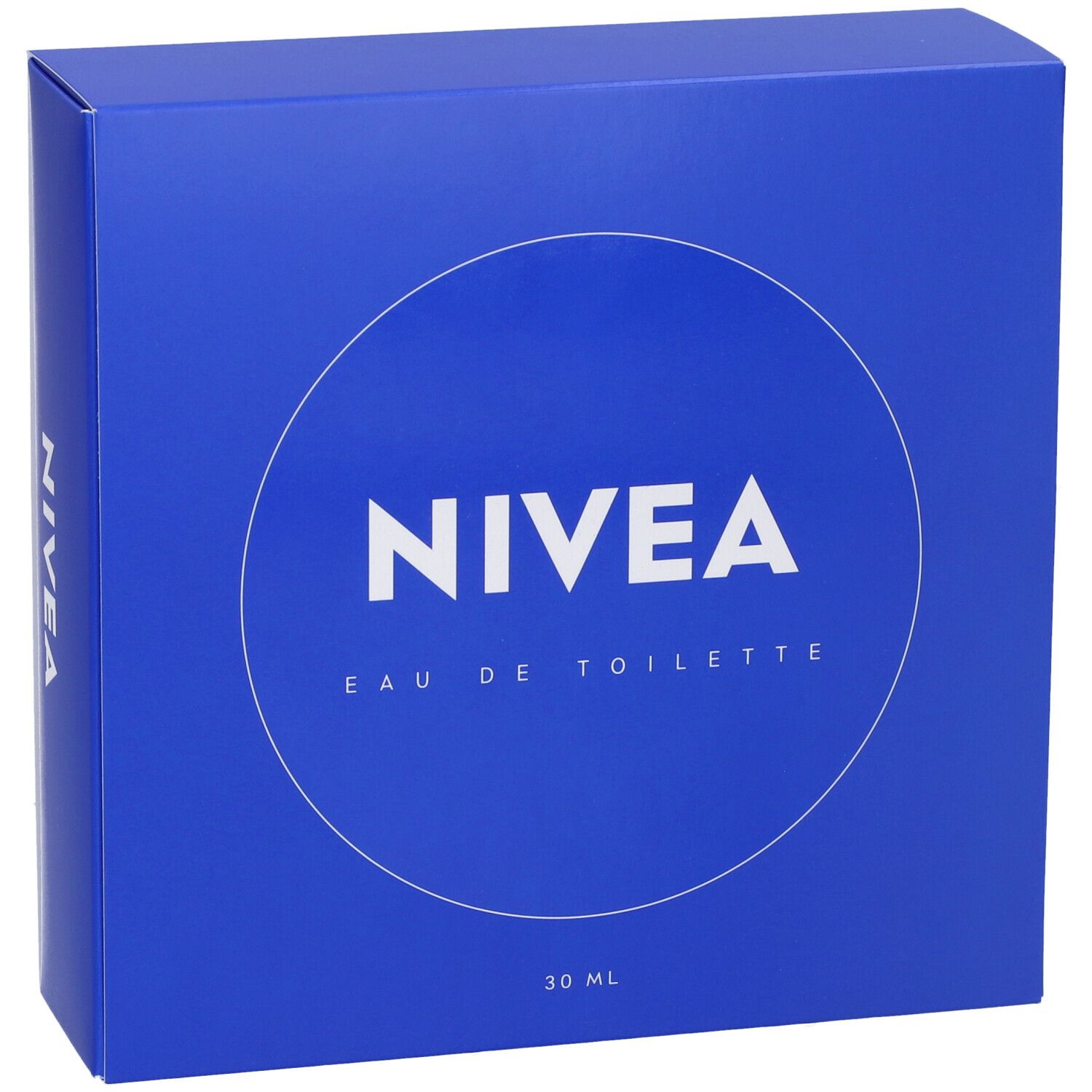 Blaue Verpackung mit NIVEA Eau de Toilette. Auf der Verpackung steht NIVEA Eau de Toilette und 30 ml.